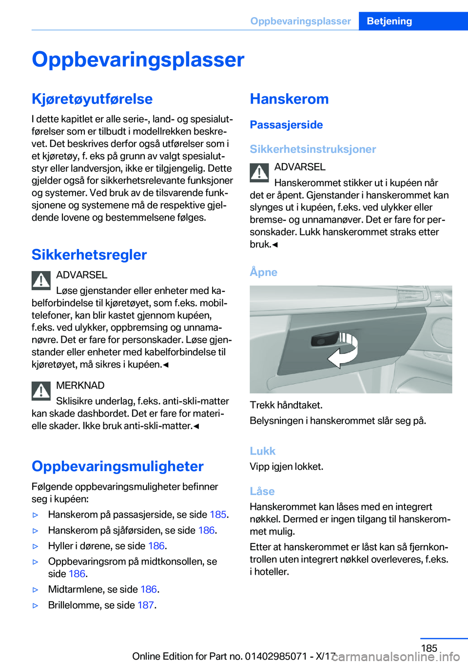 BMW X6 M 2018  InstruksjonsbØker (in Norwegian) �O�p�p�b�e�v�a�r�i�n�g�s�p�l�a�s�s�e�r�K�j�