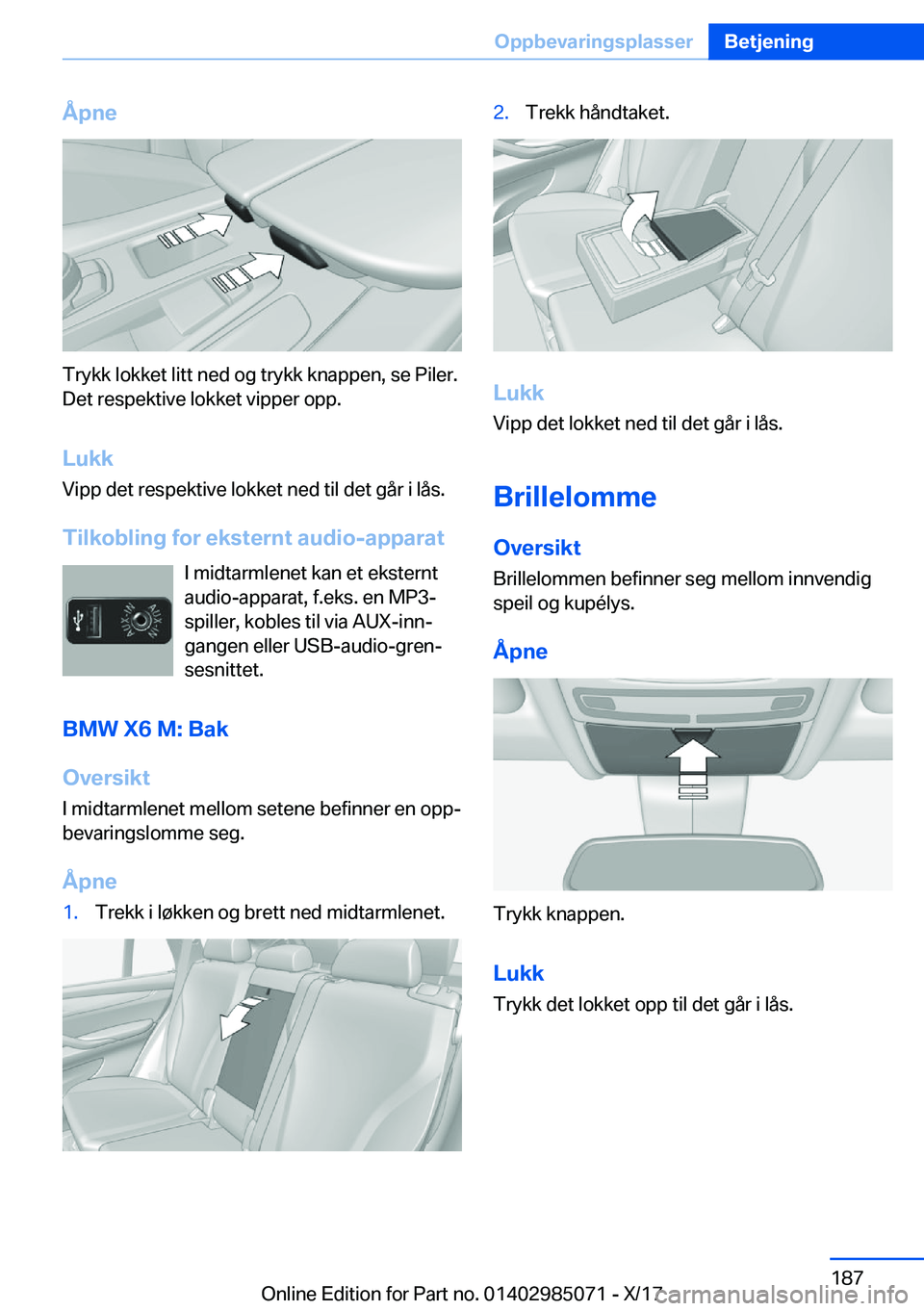 BMW X6 M 2018  InstruksjonsbØker (in Norwegian) �