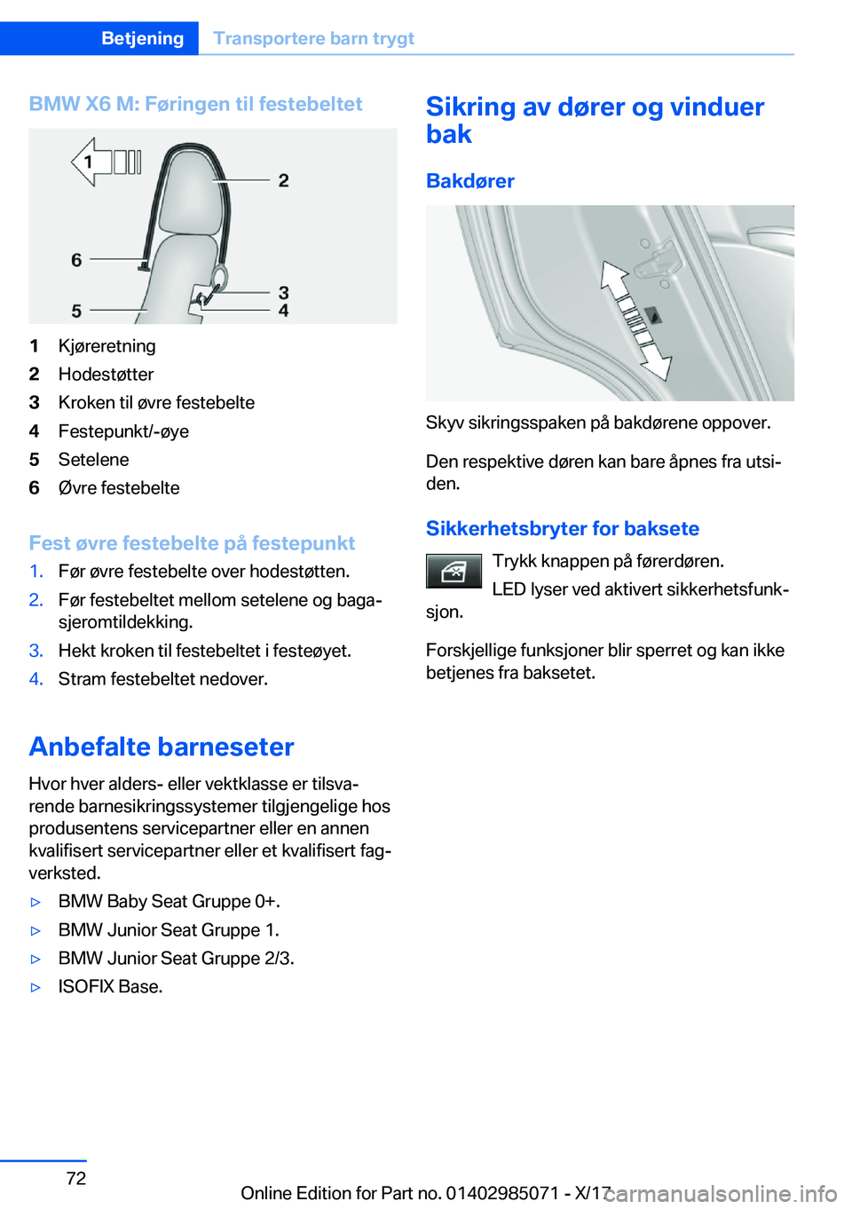 BMW X6 M 2018  InstruksjonsbØker (in Norwegian) �B�M�W��X�6��M�:��F�