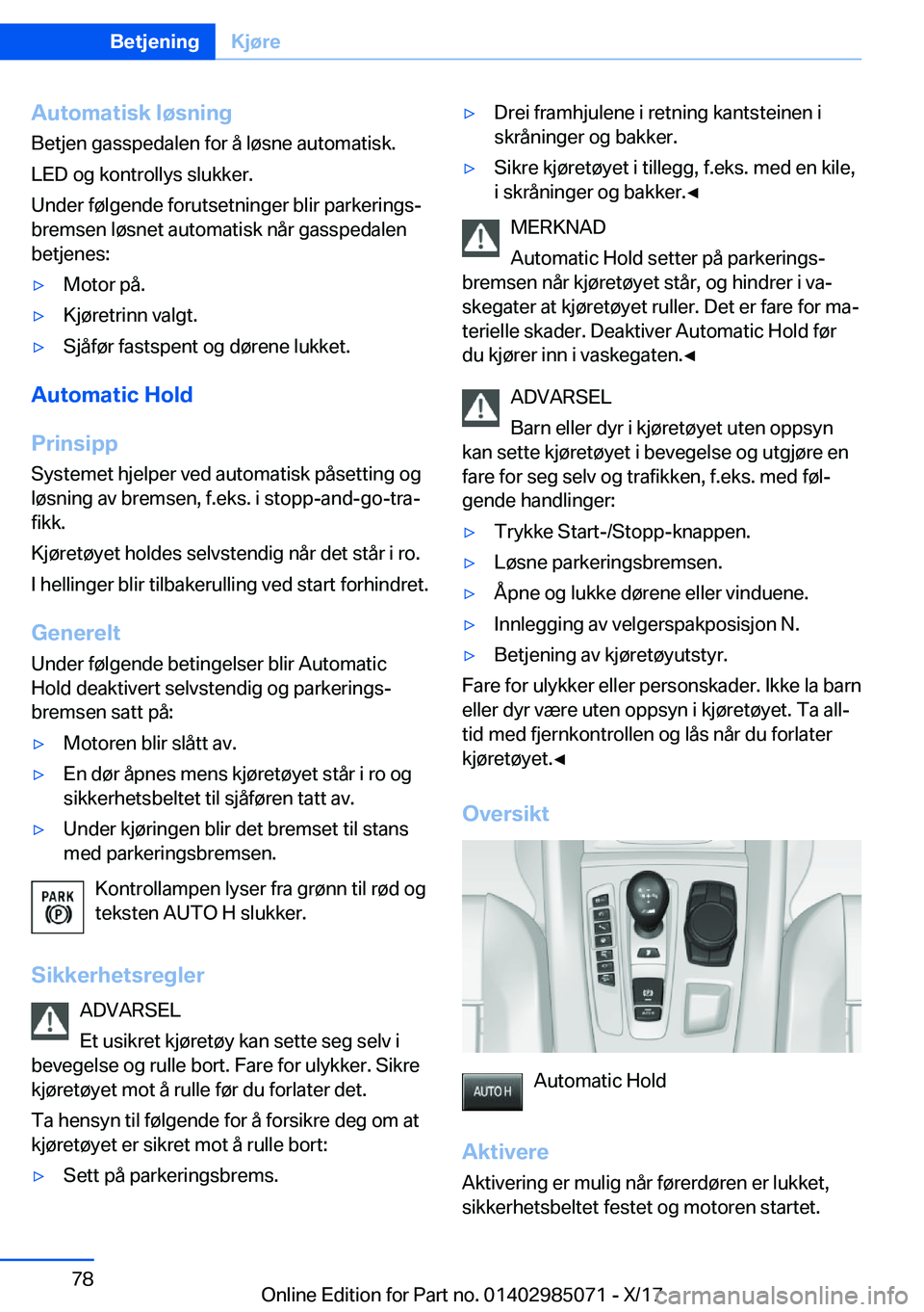 BMW X6 M 2018  InstruksjonsbØker (in Norwegian) �A�u�t�o�m�a�t�i�s�k��l�