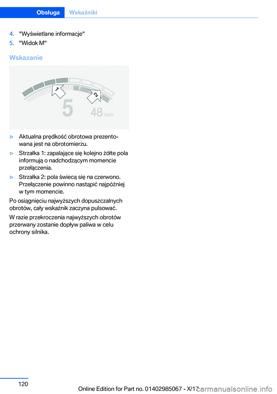 BMW X6 M 2018  Instrukcja obsługi (in Polish) �4�.�"�W�y �w�i�e�t�l�a�n�e� �i�n�f�o�r�m�a�c�j�e�"�5�.�"�W�i�d�o�k� �M�"
�W�s�k�a�z�a�n�i�e
'y�A�k�t�u�a�l�n�a� �p�r�