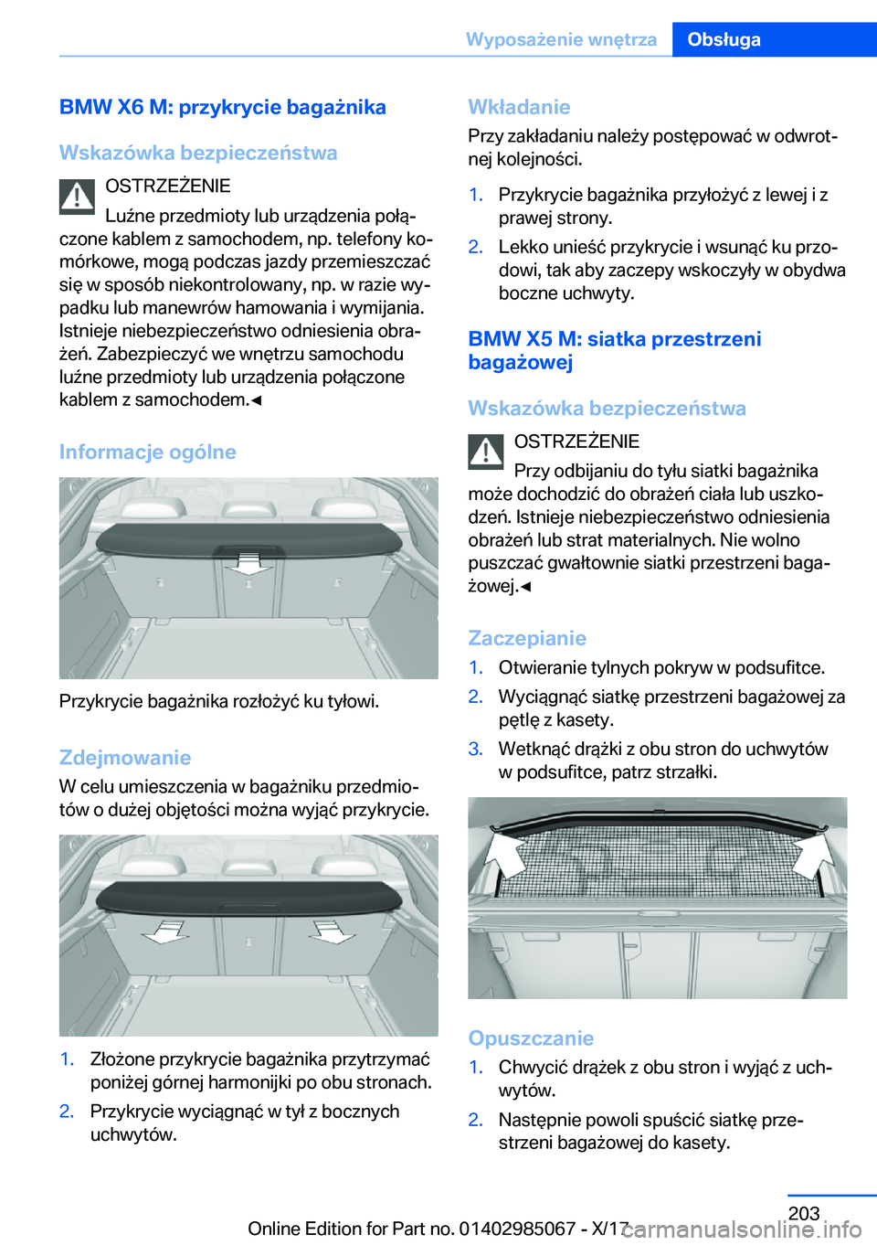 BMW X6 M 2018  Instrukcja obsługi (in Polish) �B�M�W��X�6��M�:��p�r�z�y�k�r�y�c�i�e��b�a�g�a9�n�i�k�a
�W�s�k�a�z�