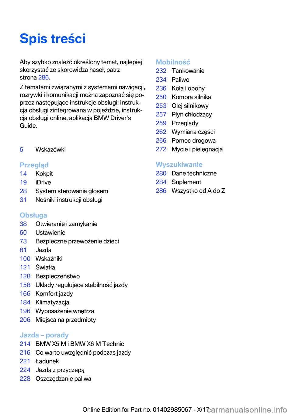 BMW X6 M 2018  Instrukcja obsługi (in Polish) �S�p�i�s��t�r�e�c�i�A�b�y� �s�z�y�b�k�o� �z�n�a�l�e 7�