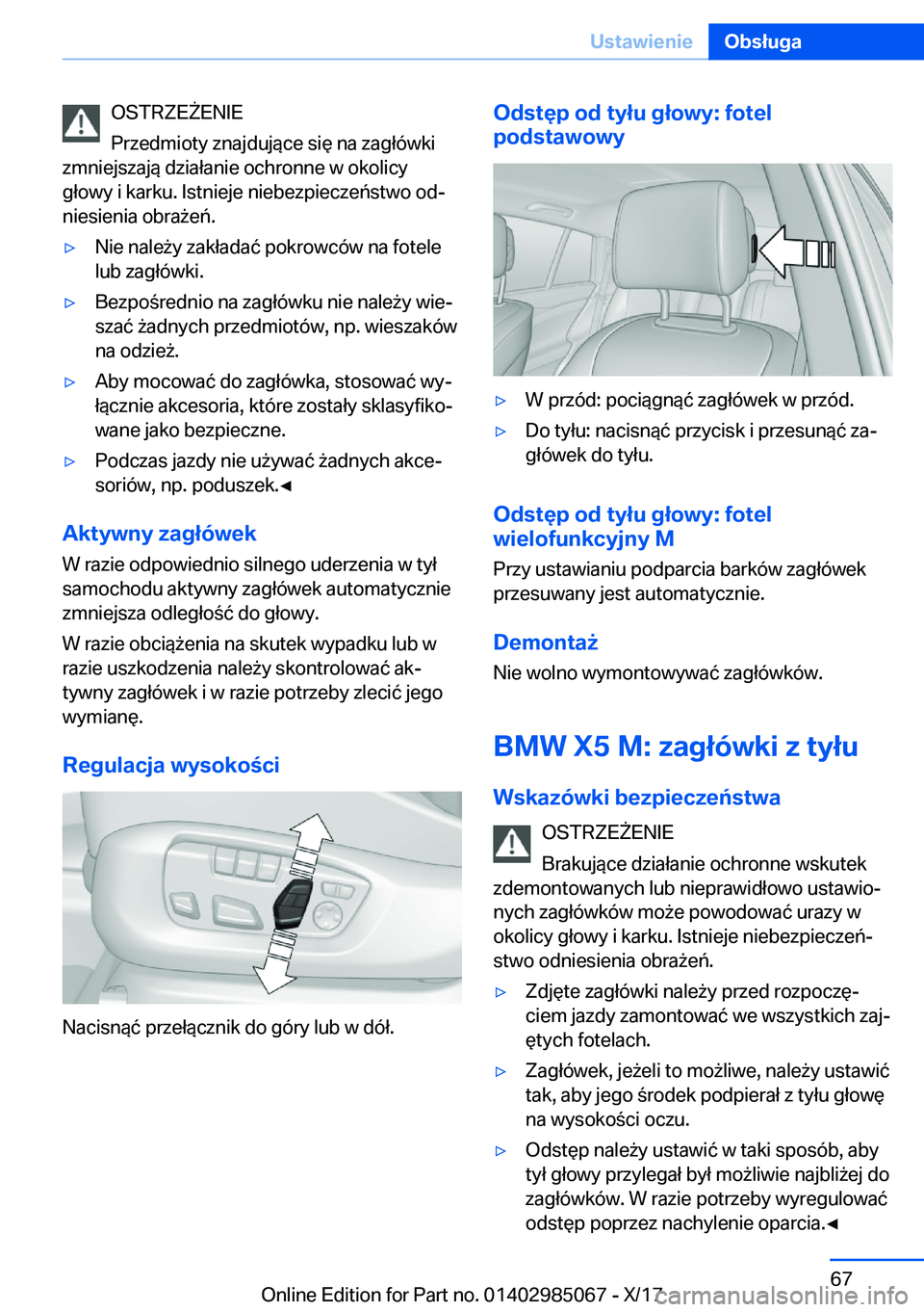 BMW X6 M 2018  Instrukcja obsługi (in Polish) �O�S�T�R�Z�E 8�E�N�I�E
�P�r�z�e�d�m�i�o�t�y� �z�n�a�j�d�u�j�