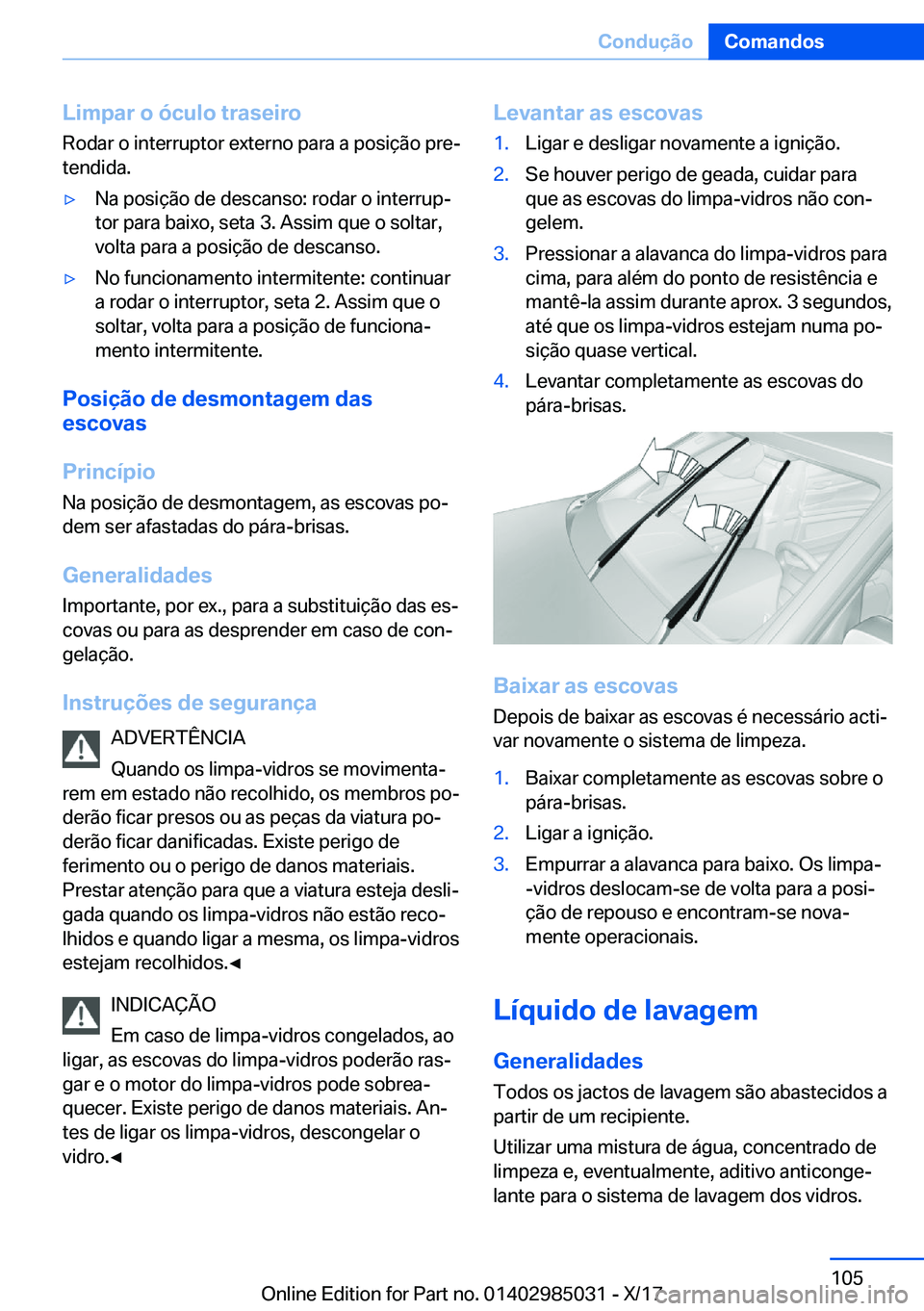 BMW X6 M 2018  Manual do condutor (in Portuguese) �L�i�m�p�a�r��o��