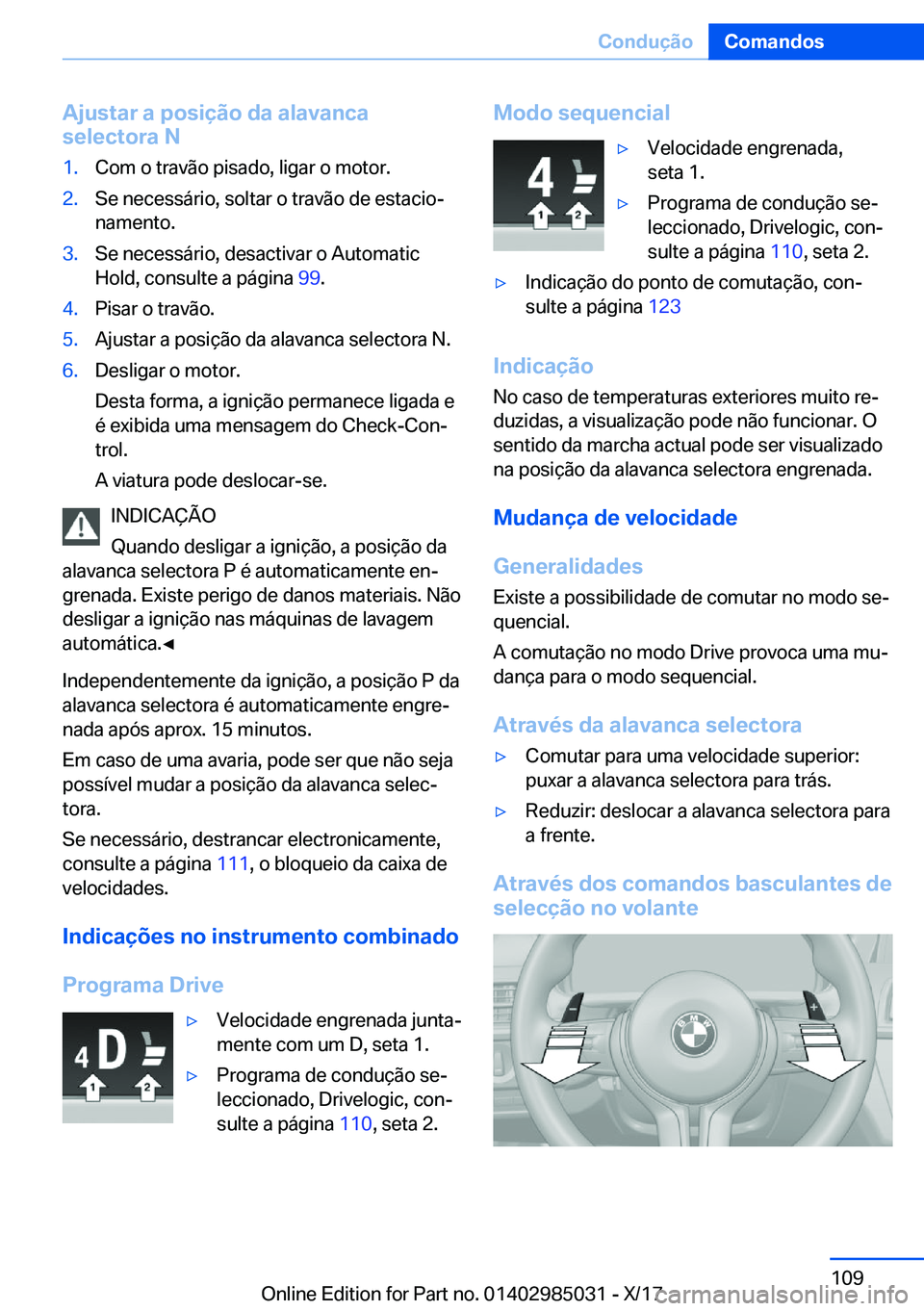 BMW X6 M 2018  Manual do condutor (in Portuguese) �A�j�u�s�t�a�r��a��p�o�s�i�