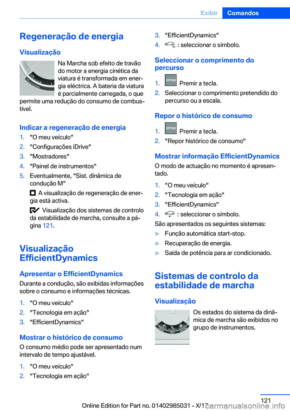 BMW X6 M 2018  Manual do condutor (in Portuguese) �R�e�g�e�n�e�r�a�