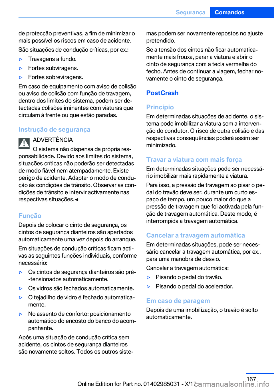 BMW X6 M 2018  Manual do condutor (in Portuguese) �d�e� �p�r�o�t�e�c�