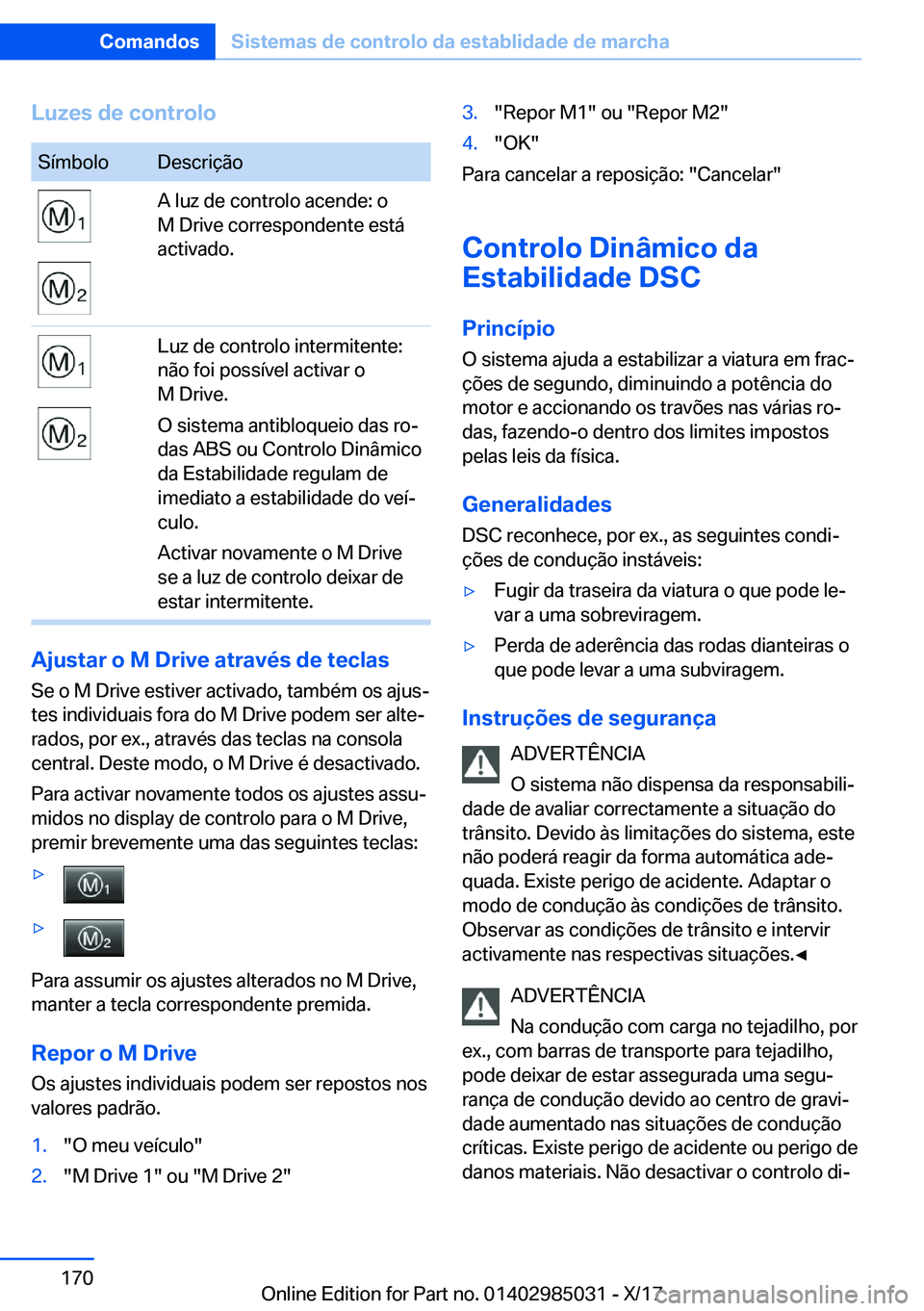 BMW X6 M 2018  Manual do condutor (in Portuguese) �L�u�z�e�s��d�e��c�o�n�t�r�o�l�o�S�