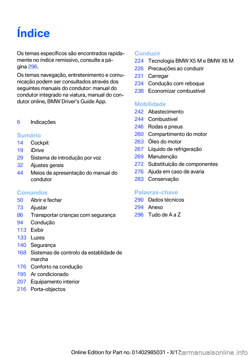 BMW X6 M 2018  Manual do condutor (in Portuguese) �