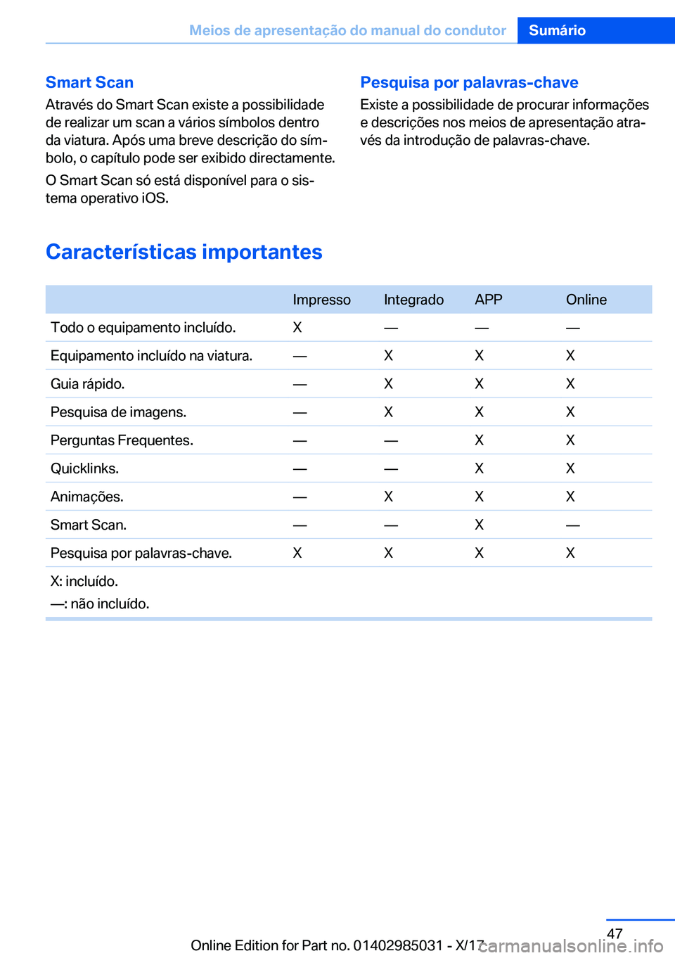 BMW X6 M 2018  Manual do condutor (in Portuguese) �S�m�a�r�t��S�c�a�n�A�t�r�a�v�é�s� �d�o� �S�m�a�r�t� �S�c�a�n� �e�x�i�s�t�e� �a� �p�o�s�s�i�b�i�l�i�d�a�d�e�d�e� �r�e�a�l�i�z�a�r� �u�m� �s�c�a�n� �a� �v�á�r�i�o�s� �s�