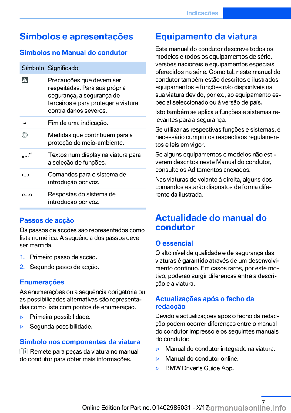 BMW X6 M 2018  Manual do condutor (in Portuguese) �S�