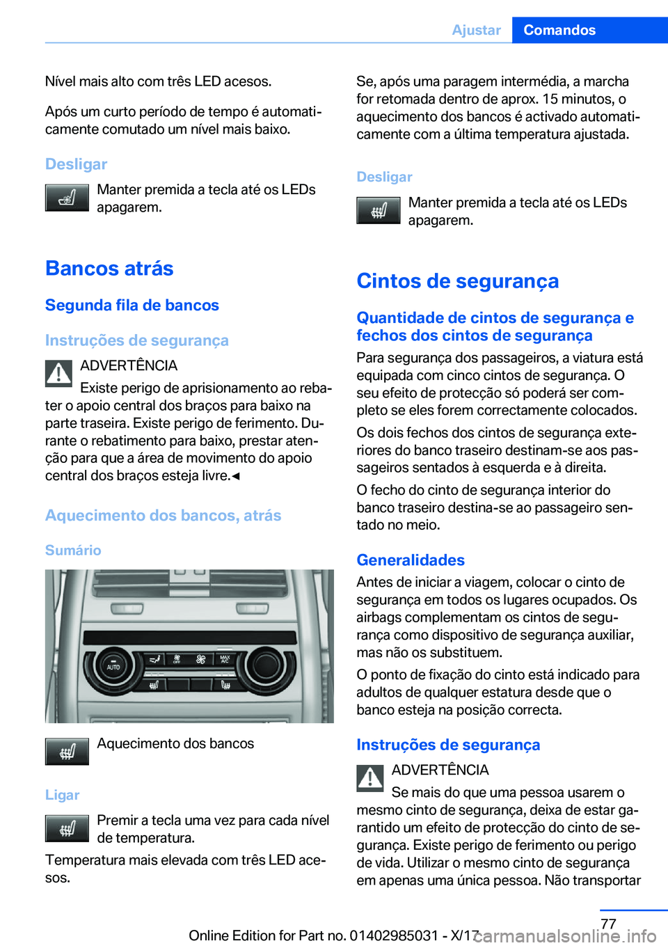 BMW X6 M 2018  Manual do condutor (in Portuguese) �N�