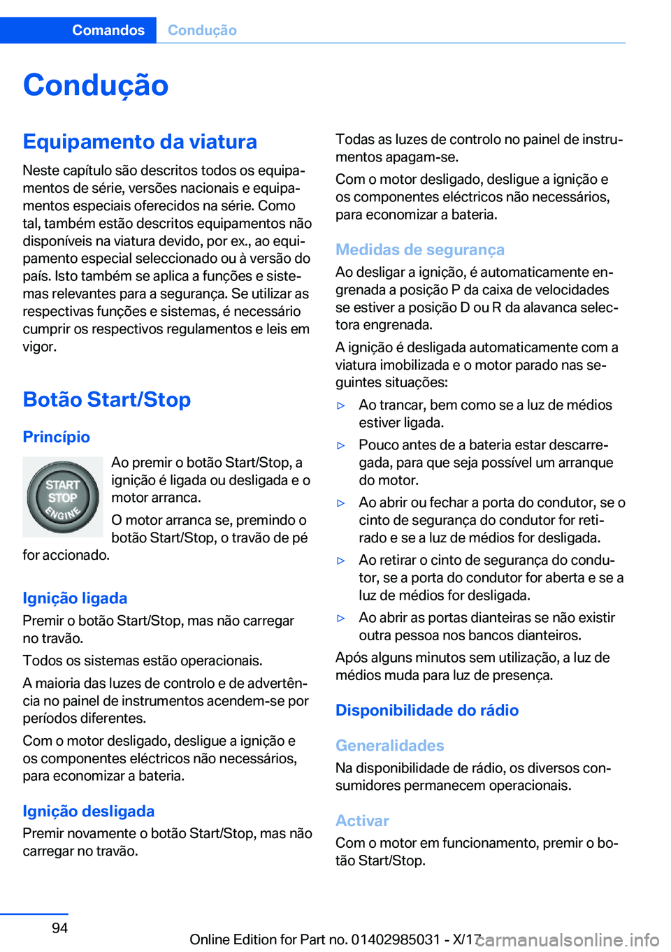 BMW X6 M 2018  Manual do condutor (in Portuguese) �C�o�n�d�u�