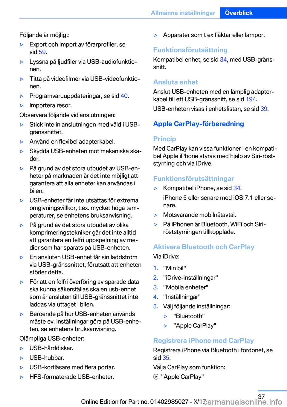 BMW X6 M 2018  InstruktionsbÖcker (in Swedish) �F�