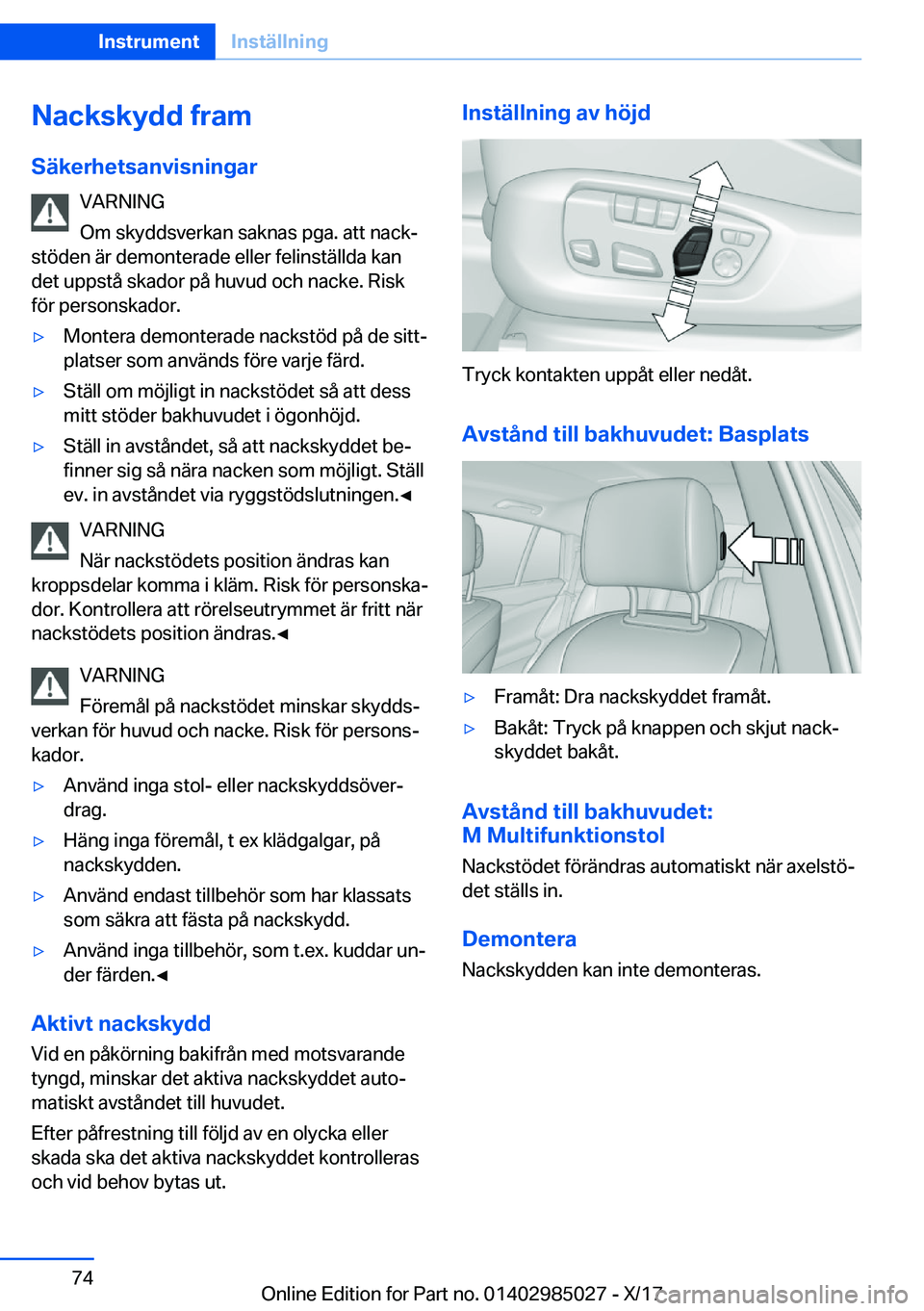 BMW X6 M 2018  InstruktionsbÖcker (in Swedish) �N�a�c�k�s�k�y�d�d��f�r�a�m�S�ä�k�e�r�h�e�t�s�a�n�v�i�s�n�i�n�g�a�r �V�A�R�N�I�N�G
�O�m� �s�k�y�d�d�s�v�e�r�k�a�n� �s�a�k�n�a�s� �p�g�a�.� �a�t�t� �n�a�c�kj
�s�t�