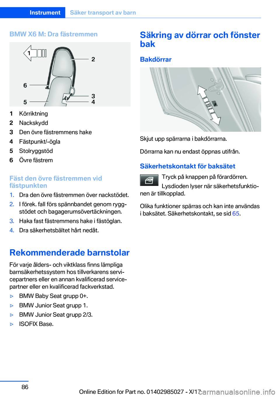 BMW X6 M 2018  InstruktionsbÖcker (in Swedish) �B�M�W��X�6��M�:��D�r�a��f�ä�s�t�r�e�m�m�e�n�1�K�