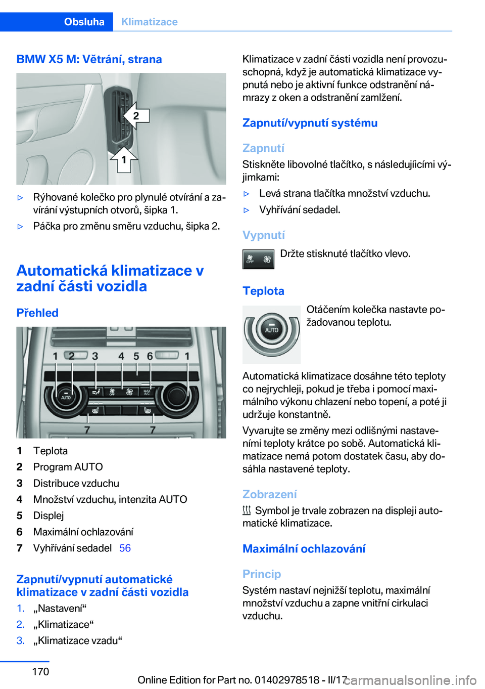 BMW X6 M 2017  Návod na použití (in Czech) �B�M�W��X�5��M�:��V�