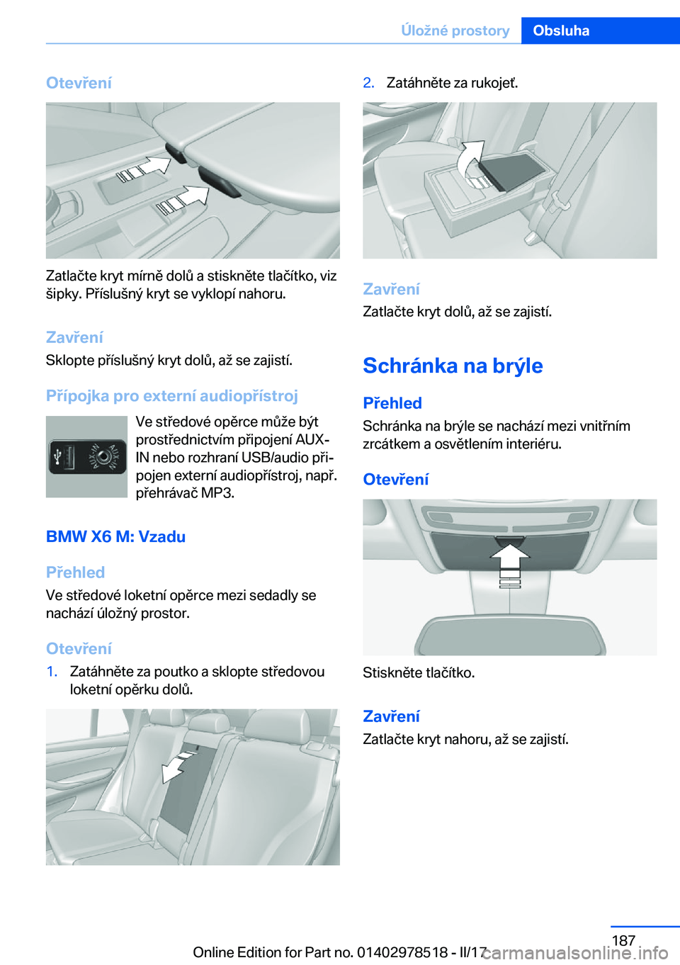 BMW X6 M 2017  Návod na použití (in Czech) �O�t�e�v�e�n�