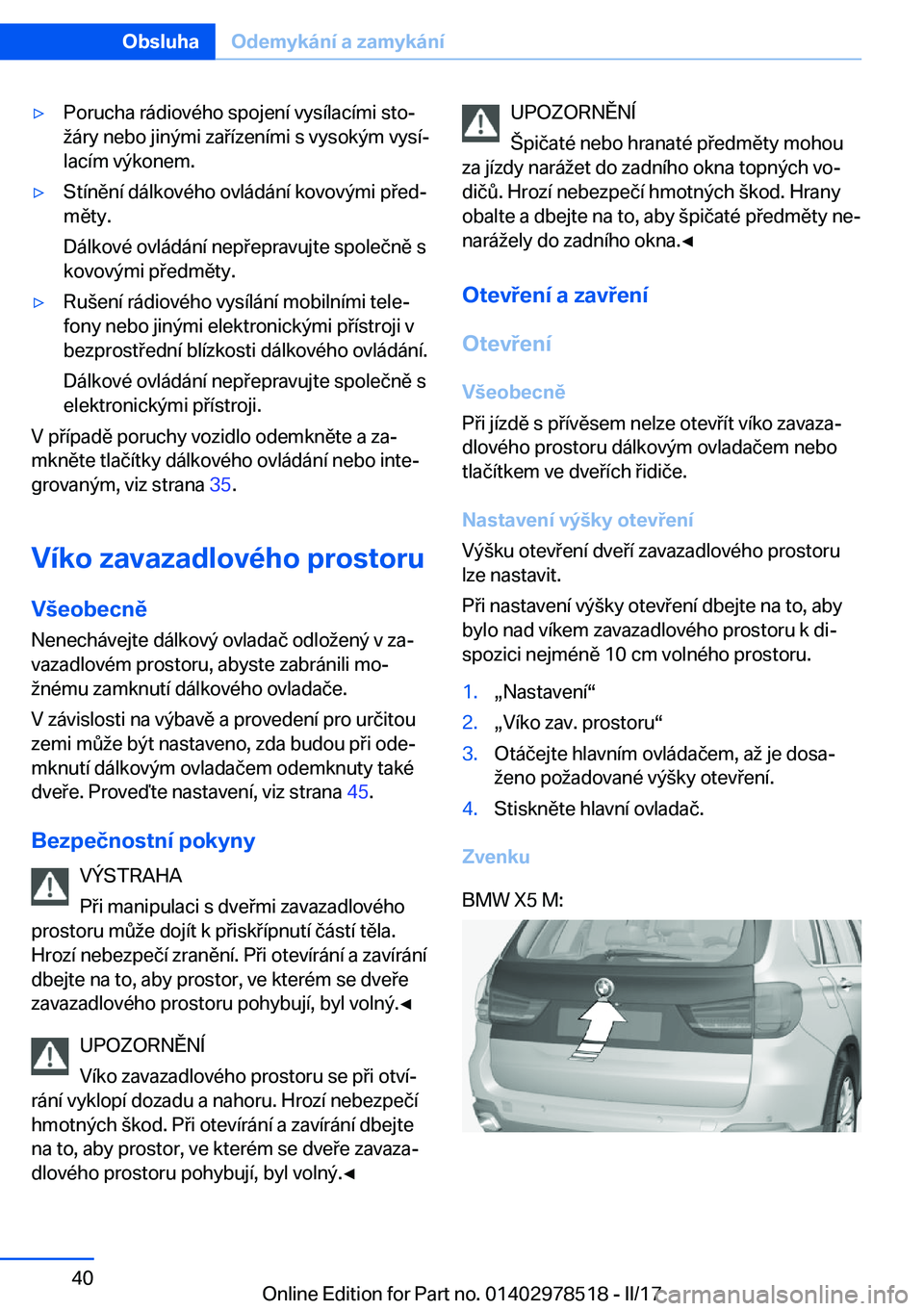 BMW X6 M 2017  Návod na použití (in Czech) 'y�P�o�r�u�c�h�a� �r�á�d�i�o�v�é�h�o� �s�p�o�j�e�n�