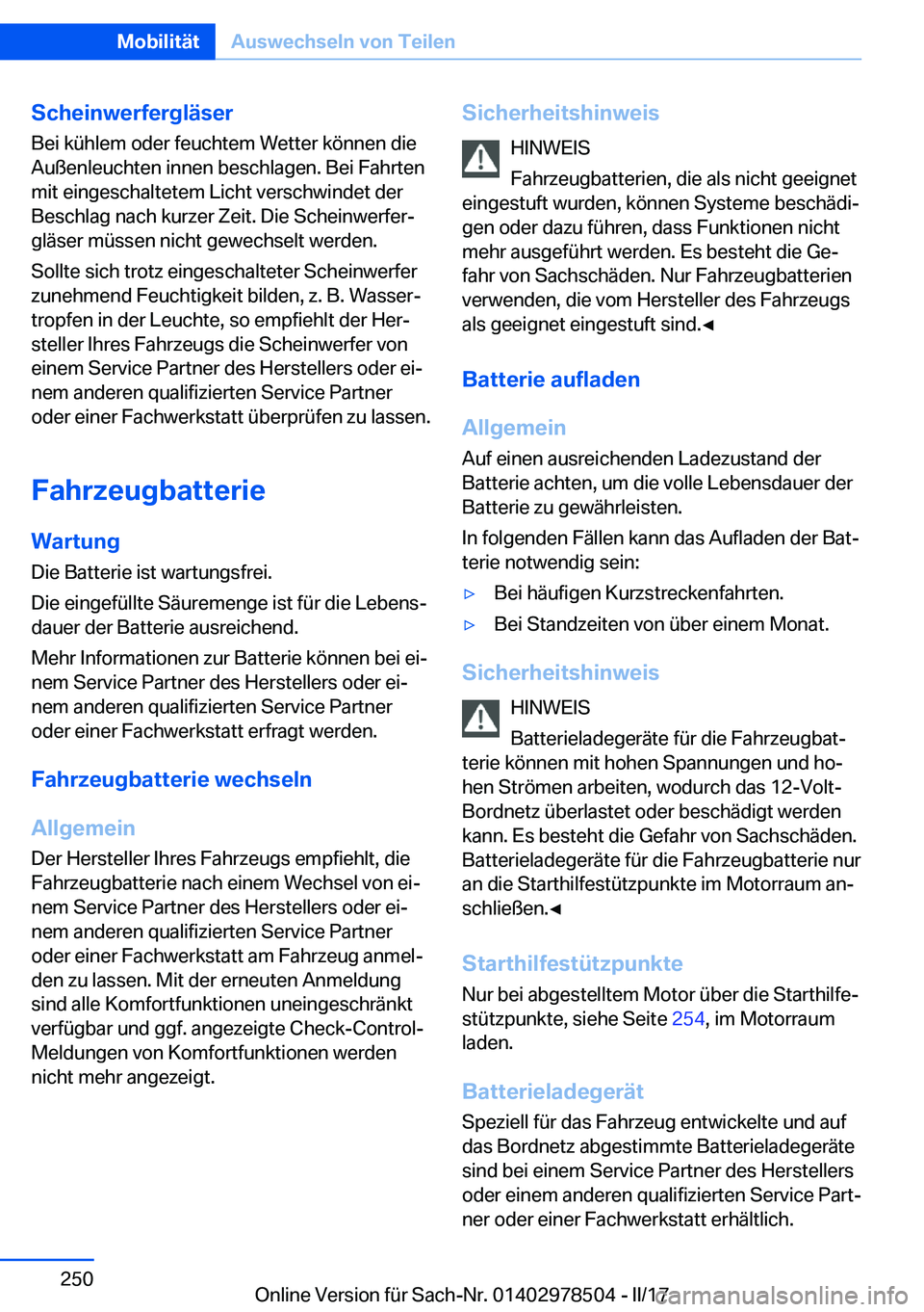 BMW X6 M 2017  Betriebsanleitungen (in German) �S�c�h�e�i�n�w�e�r�f�e�r�g�l�