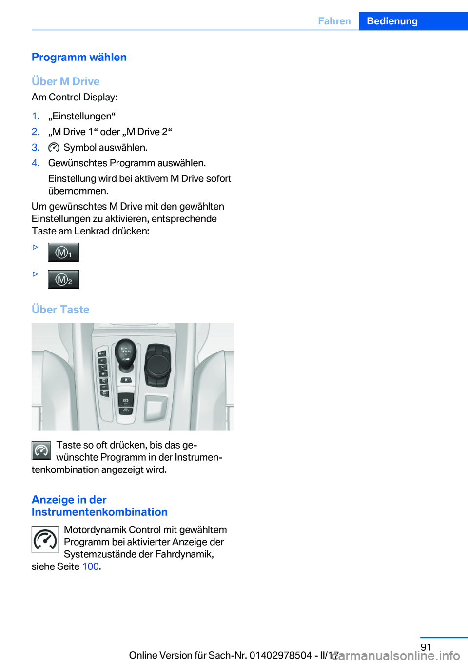 BMW X6 M 2017  Betriebsanleitungen (in German) �P�r�o�g�r�a�m�m��w�