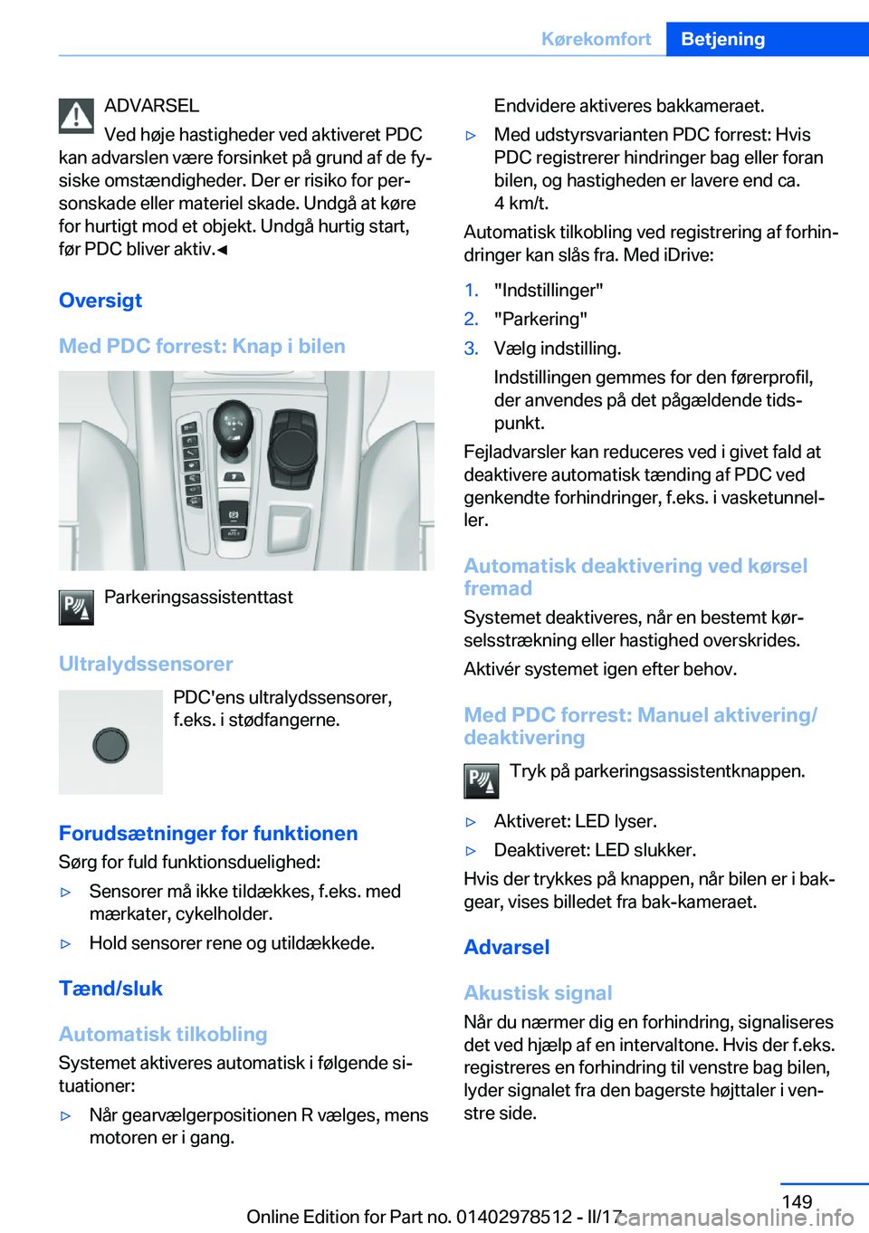 BMW X6 M 2017  InstruktionsbØger (in Danish) �A�D�V�A�R�S�E�L
�V�e�d� �h�