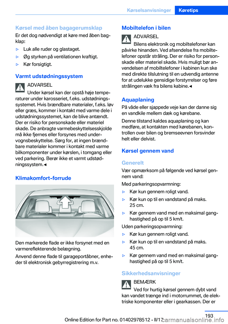 BMW X6 M 2017  InstruktionsbØger (in Danish) �K�