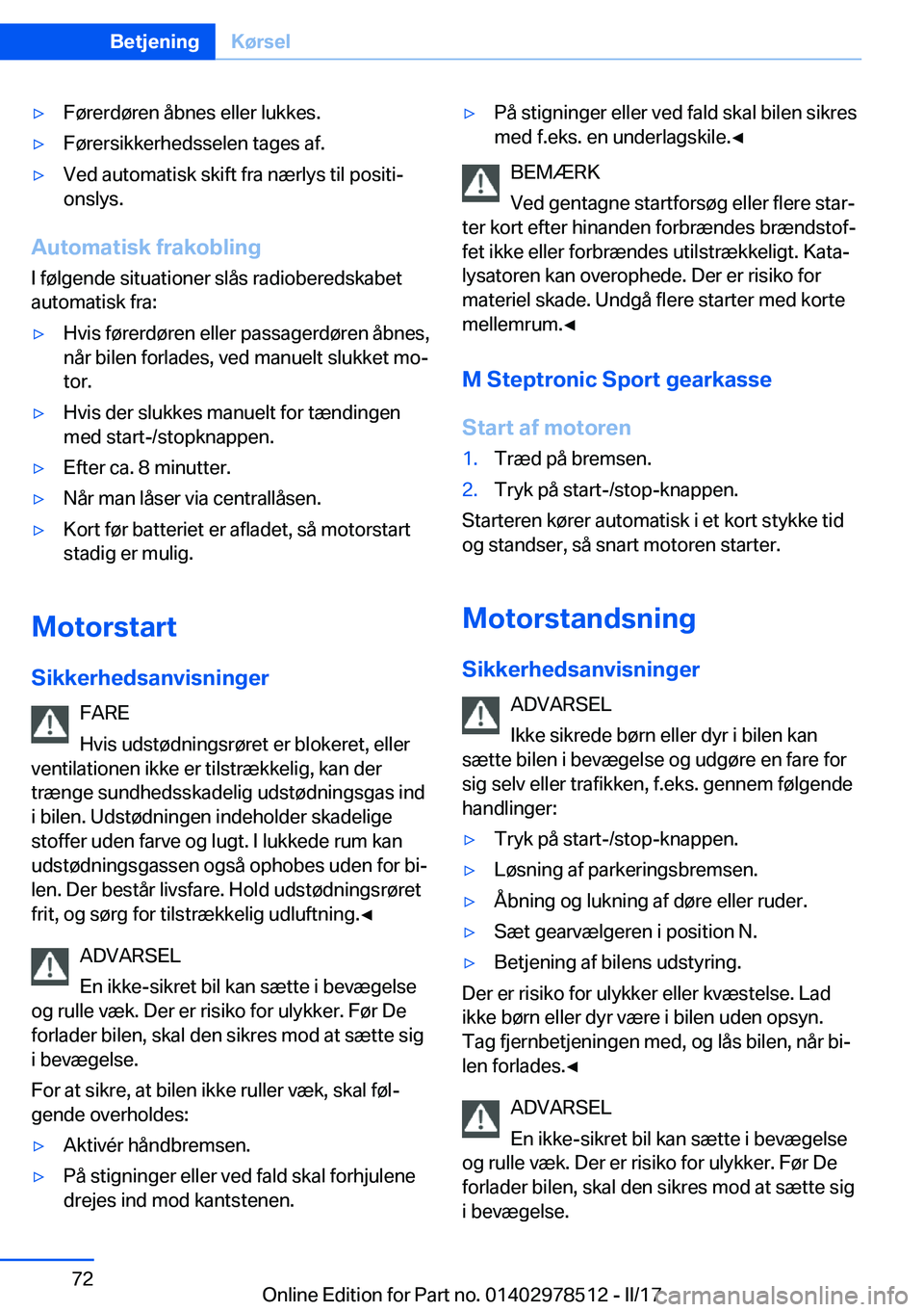 BMW X6 M 2017  InstruktionsbØger (in Danish) 'y�F�