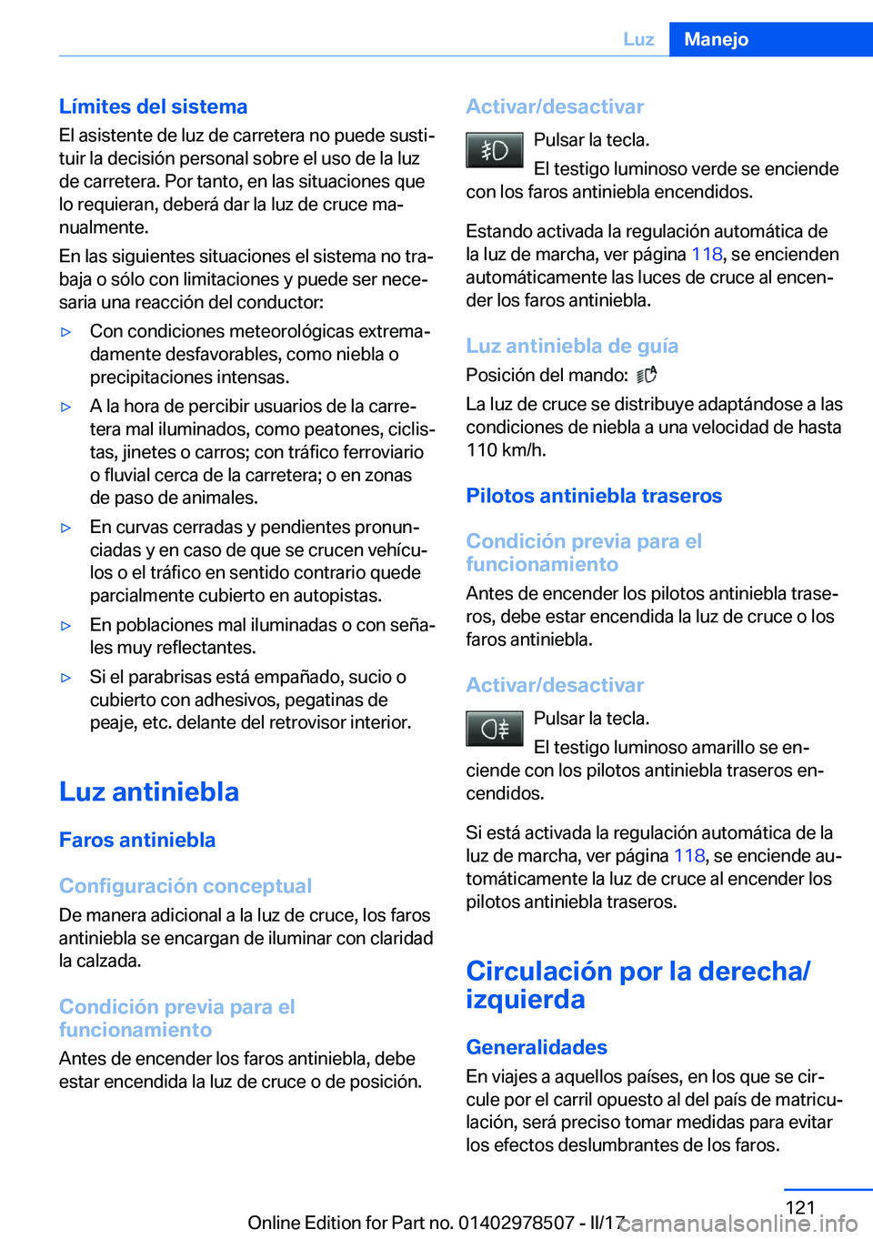 BMW X6 M 2017  Manuales de Empleo (in Spanish) �L�