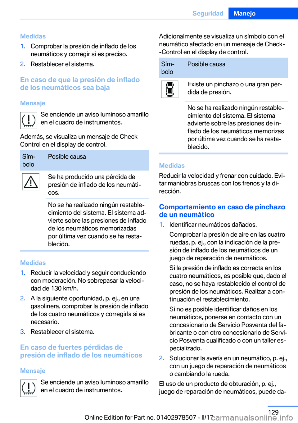 BMW X6 M 2017  Manuales de Empleo (in Spanish) �M�e�d�i�d�a�s�1�.�C�o�m�p�r�o�b�a�r� �l�a� �p�r�e�s�i�