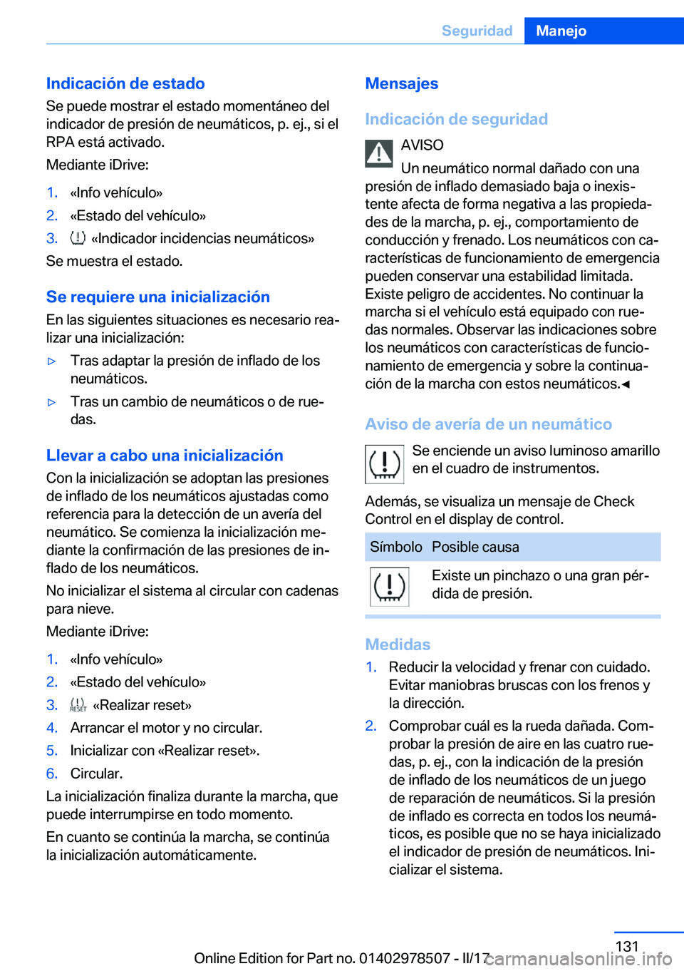 BMW X6 M 2017  Manuales de Empleo (in Spanish) �I�n�d�i�c�a�c�i�