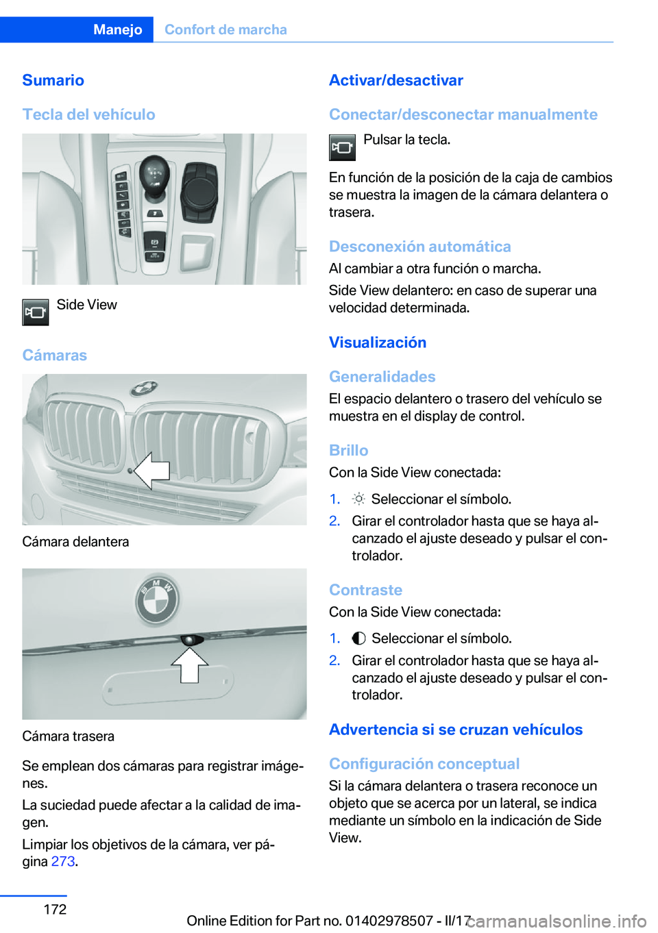 BMW X6 M 2017  Manuales de Empleo (in Spanish) �S�u�m�a�r�i�o
�T�e�c�l�a��d�e�l��v�e�h�