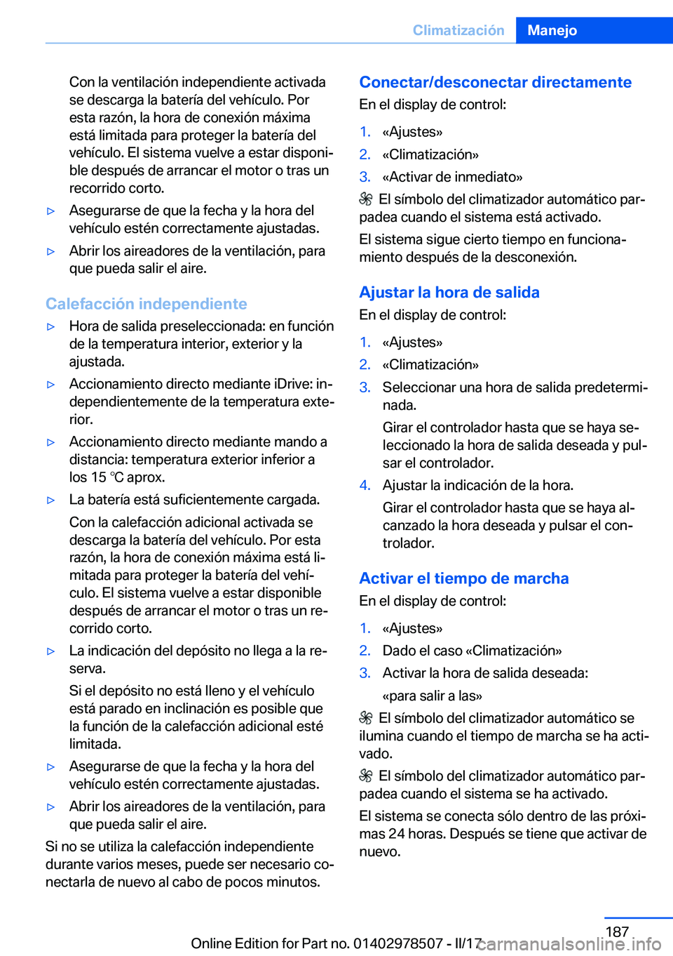 BMW X6 M 2017  Manuales de Empleo (in Spanish) �C�o�n� �l�a� �v�e�n�t�i�l�a�c�i�