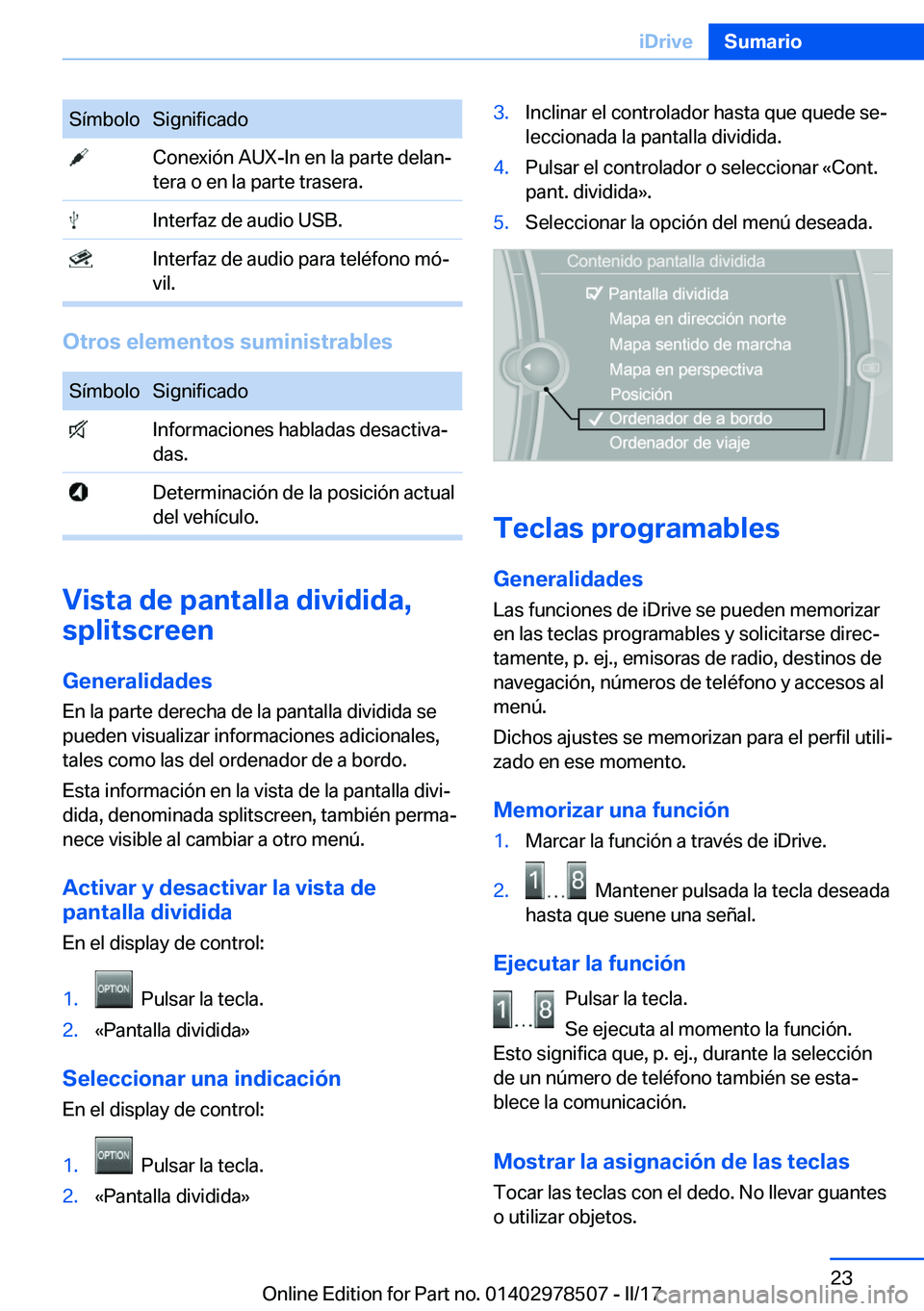 BMW X6 M 2017  Manuales de Empleo (in Spanish) �S�