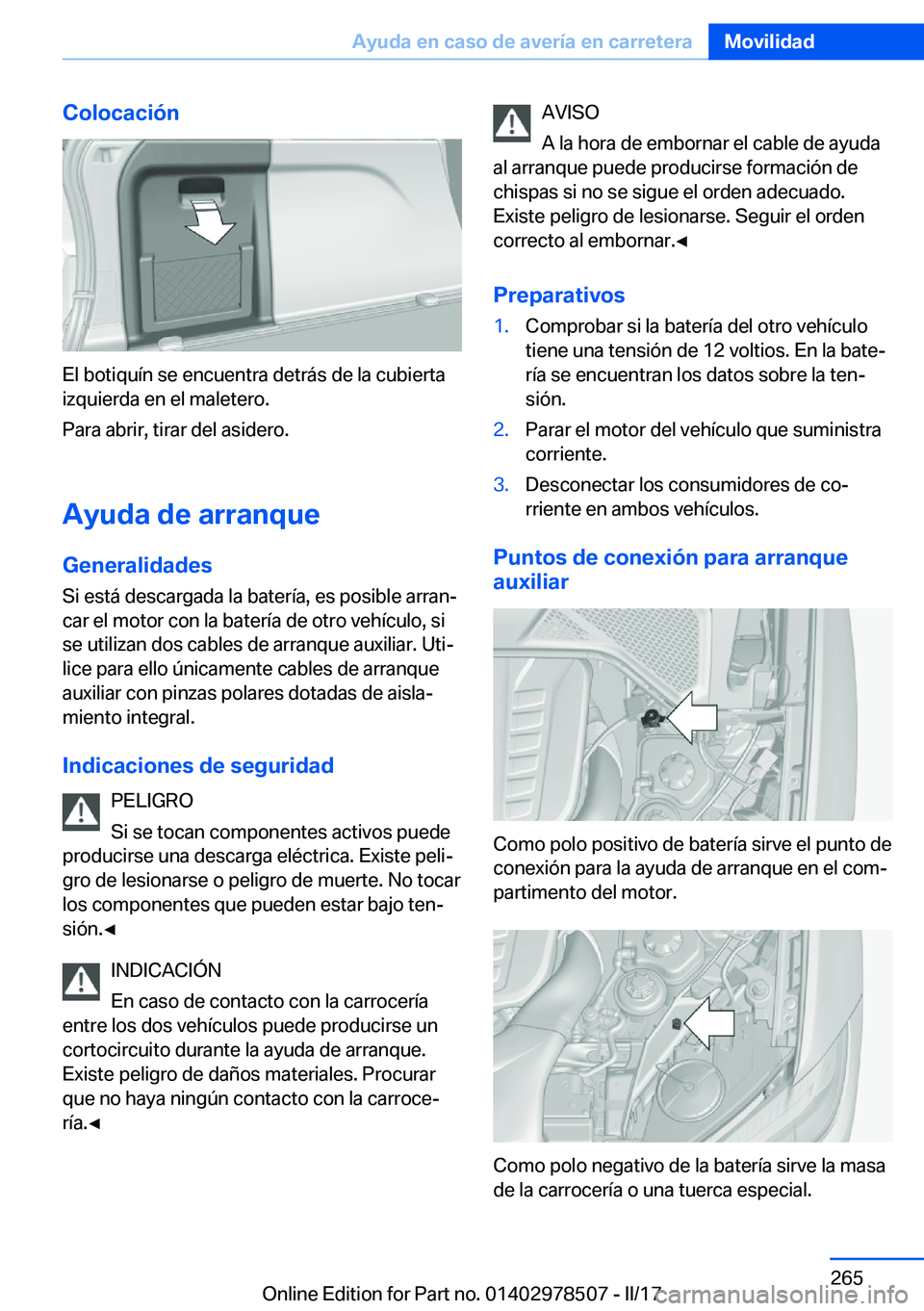 BMW X6 M 2017  Manuales de Empleo (in Spanish) �C�o�l�o�c�a�c�i�