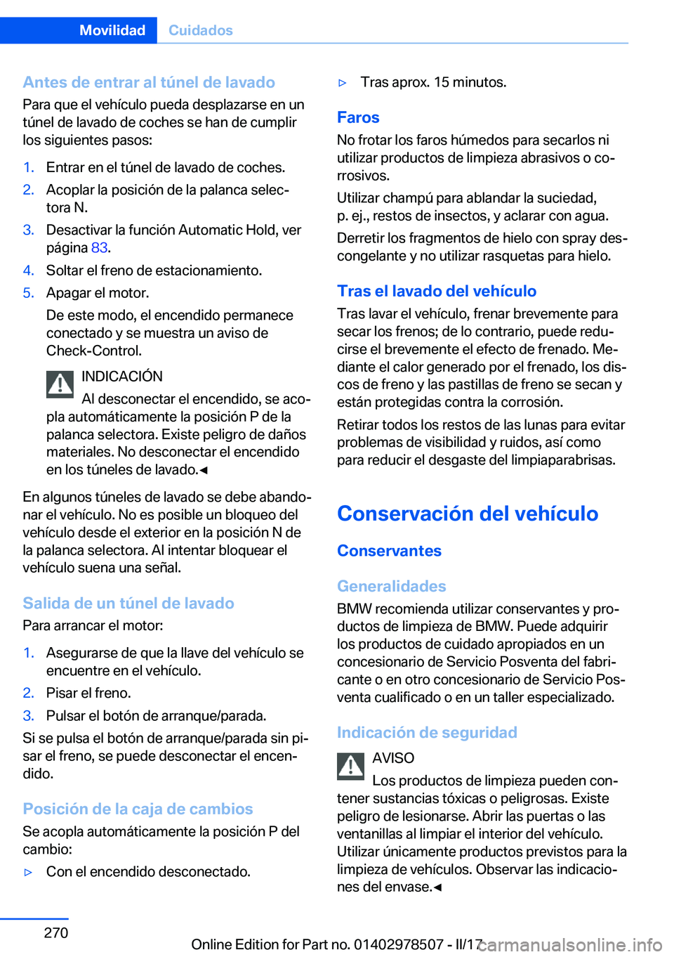 BMW X6 M 2017  Manuales de Empleo (in Spanish) �A�n�t�e�s��d�e��e�n�t�r�a�r��a�l��t�