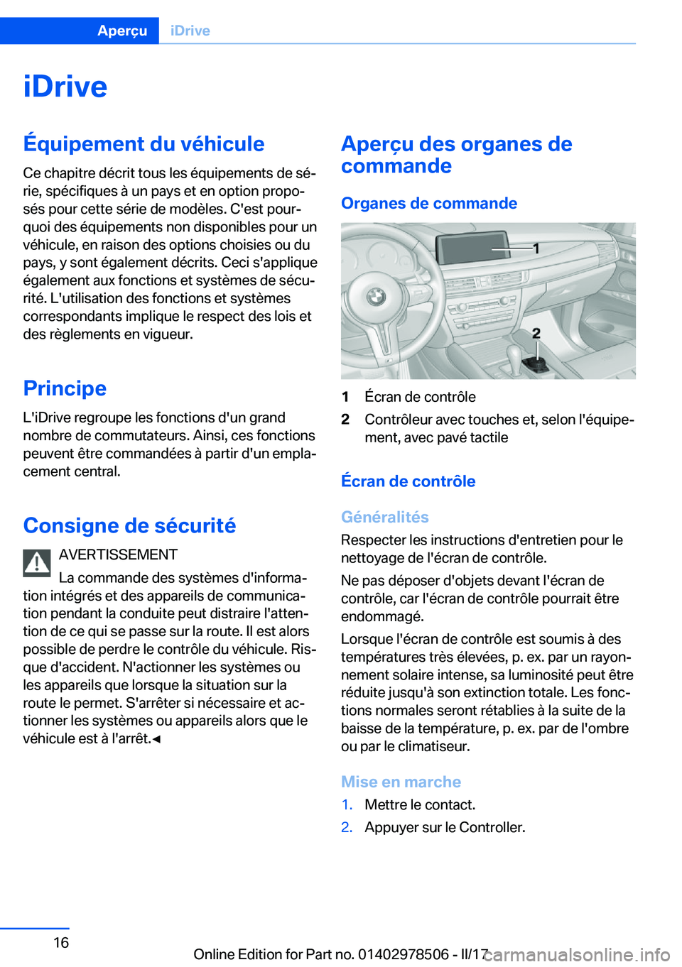 BMW X6 M 2017  Notices Demploi (in French) �i�D�r�i�v�e�