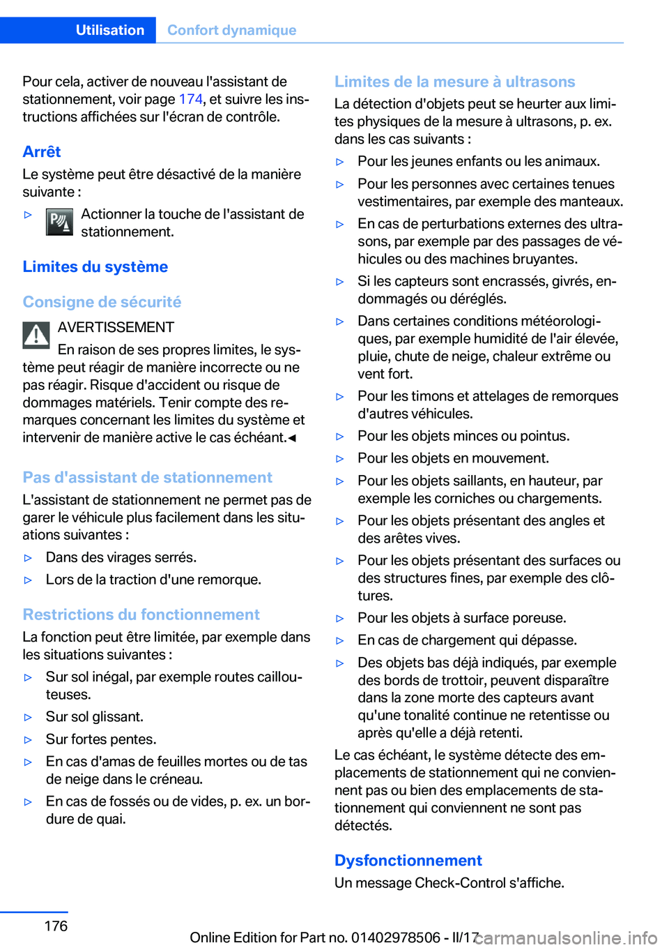 BMW X6 M 2017  Notices Demploi (in French) �P�o�u�r� �c�e�l�a�,� �a�c�t�i�v�e�r� �d�e� �n�o�u�v�e�a�u� �l�'�a�s�s�i�s�t�a�n�t� �d�e�s�t�a�t�i�o�n�n�e�m�e�n�t�,� �v�o�i�r� �p�a�g�e�  �1�7�4�,� �e�t� �s�u�i�v�r�e� �l�e�s� �i�n�sj
�t�r�u�c�t
