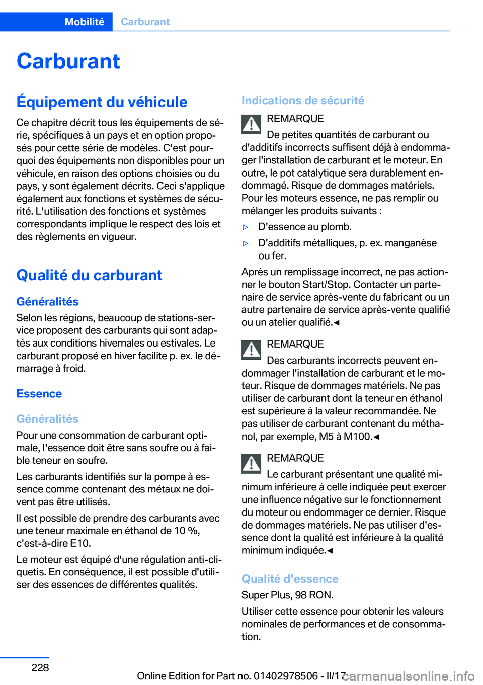 BMW X6 M 2017  Notices Demploi (in French) �C�a�r�b�u�r�a�n�t�