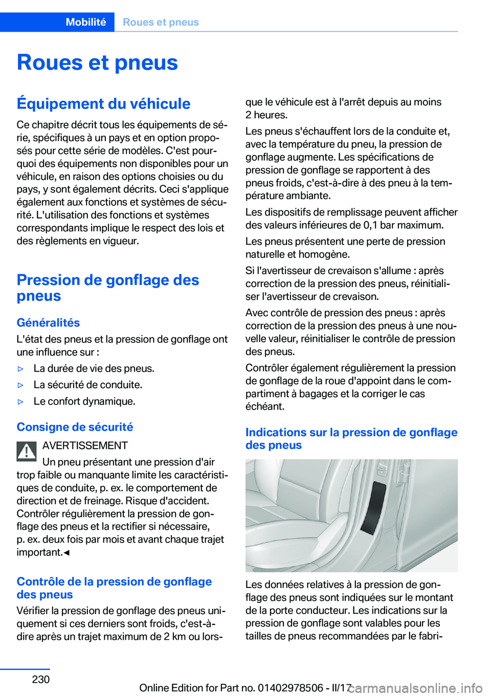 BMW X6 M 2017  Notices Demploi (in French) �R�o�u�e�s��e�t��p�n�e�u�s�