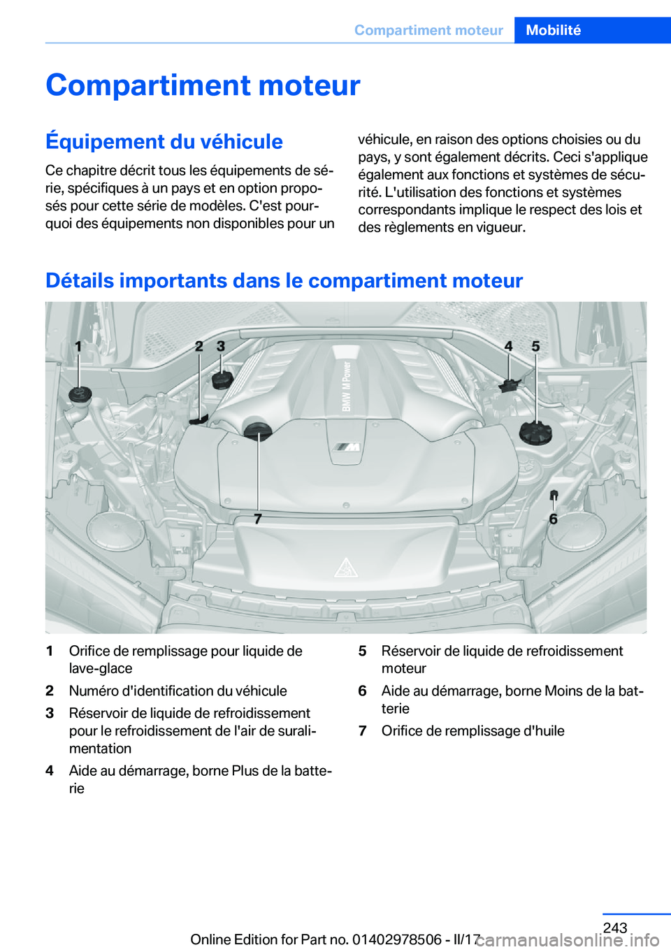 BMW X6 M 2017  Notices Demploi (in French) �C�o�m�p�a�r�t�i�m�e�n�t��m�o�t�e�u�r�
