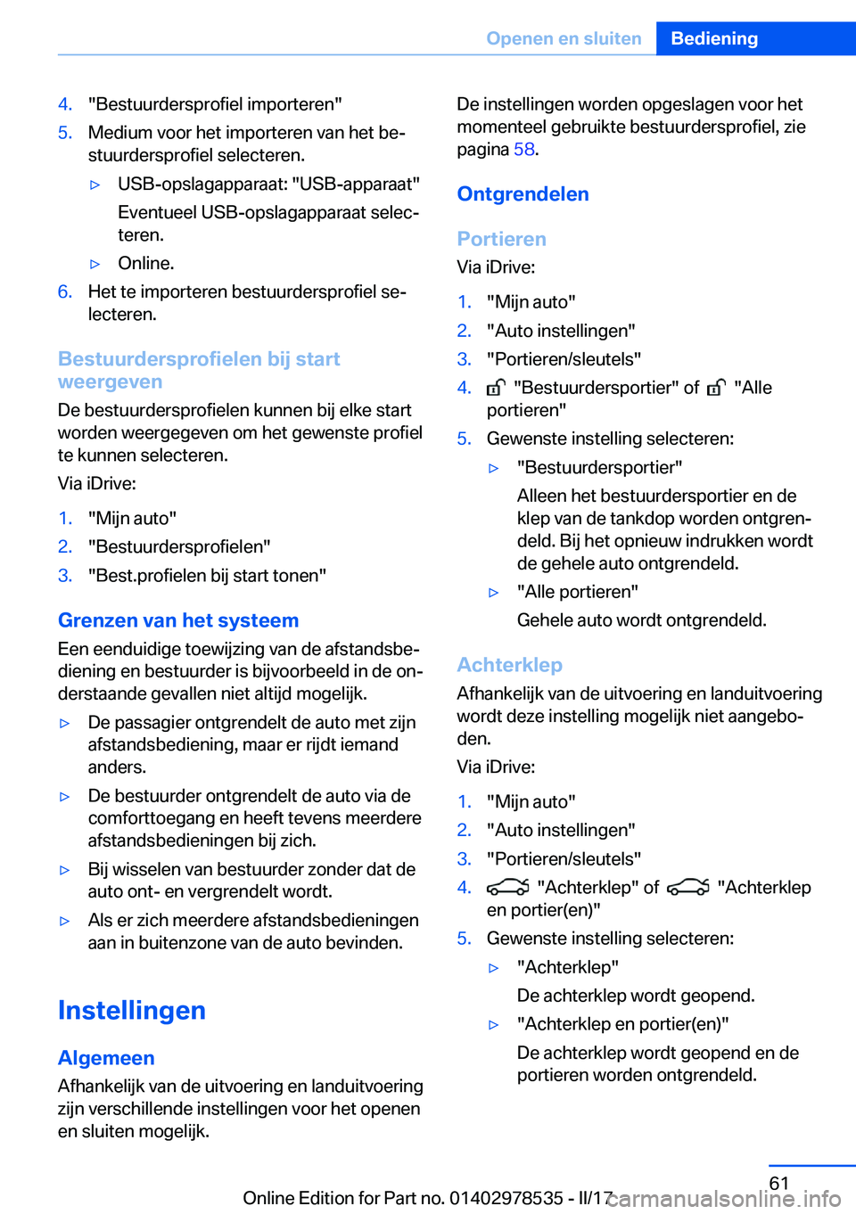 BMW X6 M 2017  Instructieboekjes (in Dutch) �4�.�"�B�e�s�t�u�u�r�d�e�r�s�p�r�o�f�i�e�l� �i�m�p�o�r�t�e�r�e�n�"�5�.�M�e�d�i�u�m� �v�o�o�r� �h�e�t� �i�m�p�o�r�t�e�r�e�n� �v�a�n� �h�e�t� �b�ej�s�t�u�u�r�d�e�r�s�p�r�o�f�i�e�l� �s�e�l�e�c�t
