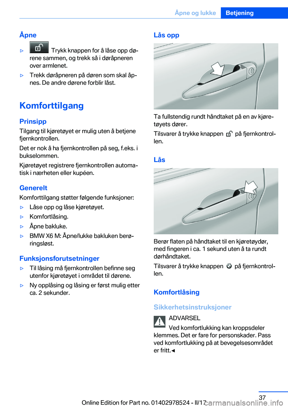 BMW X6 M 2017  InstruksjonsbØker (in Norwegian) �