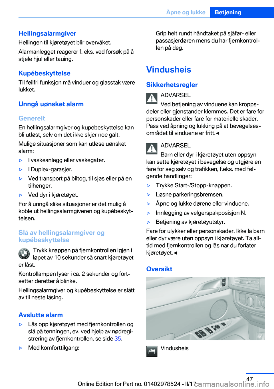 BMW X6 M 2017  InstruksjonsbØker (in Norwegian) �H�e�l�l�i�n�g�s�a�l�a�r�m�g�i�v�e�r
�H�e�l�l�i�n�g�e�n� �t�i�l� �k�j�