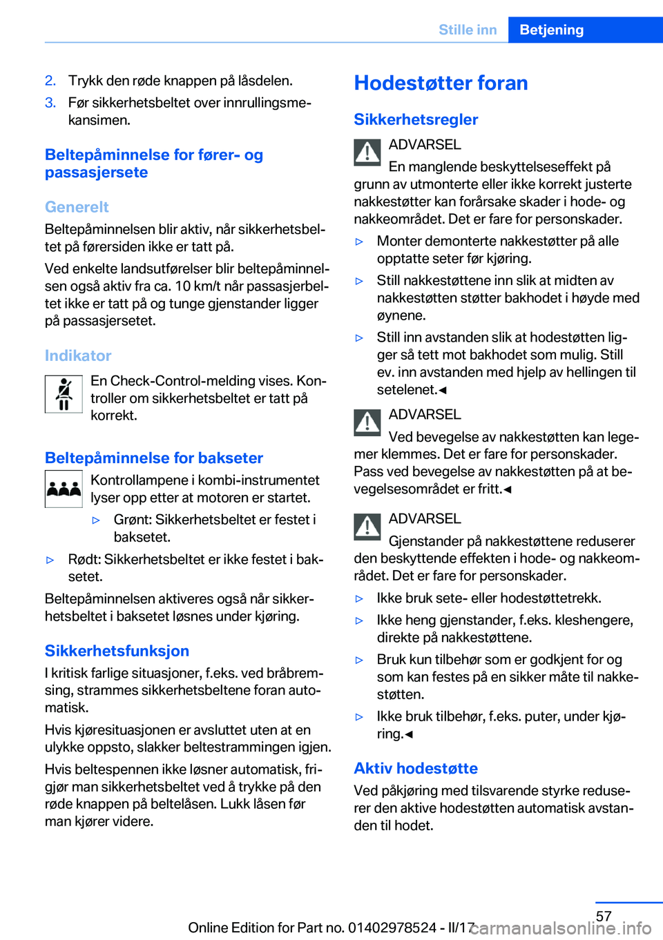 BMW X6 M 2017  InstruksjonsbØker (in Norwegian) �2�.�T�r�y�k�k� �d�e�n� �r�