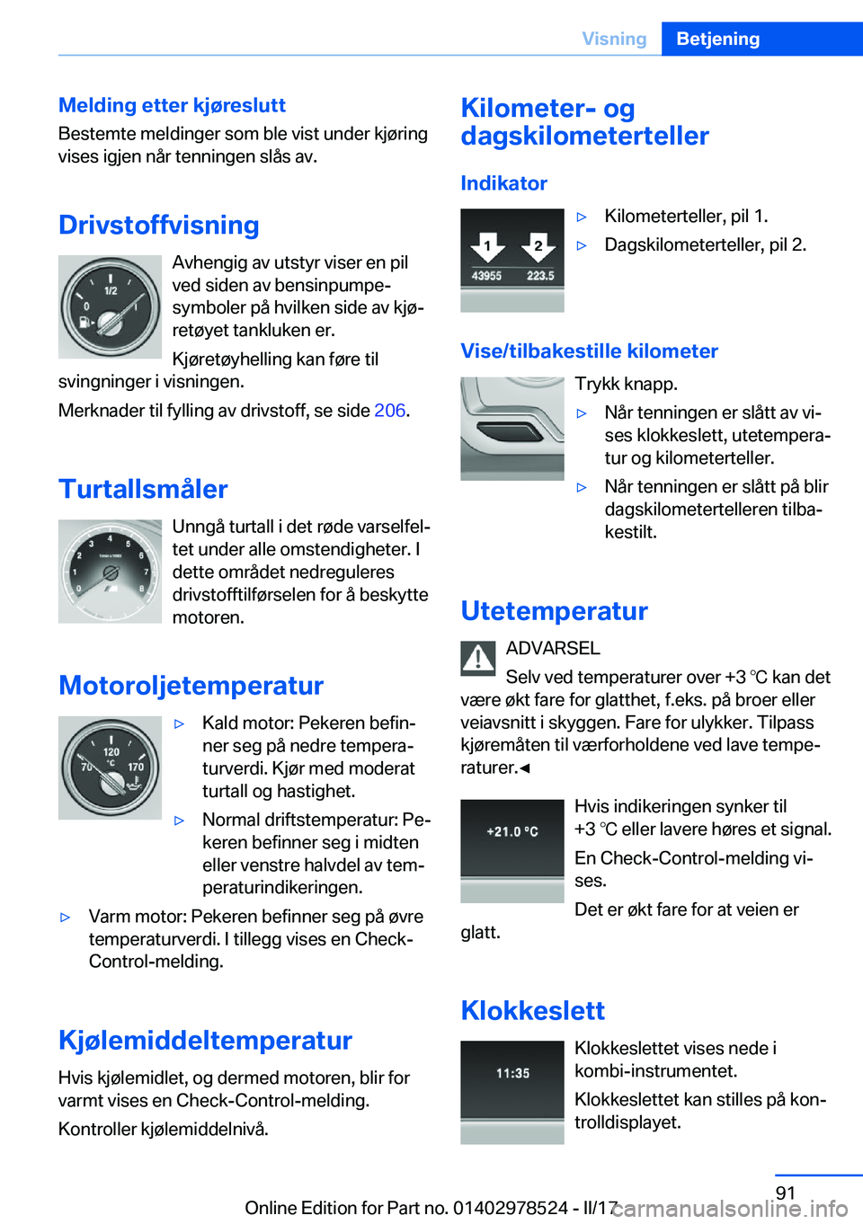 BMW X6 M 2017  InstruksjonsbØker (in Norwegian) �M�e�l�d�i�n�g��e�t�t�e�r��k�j�