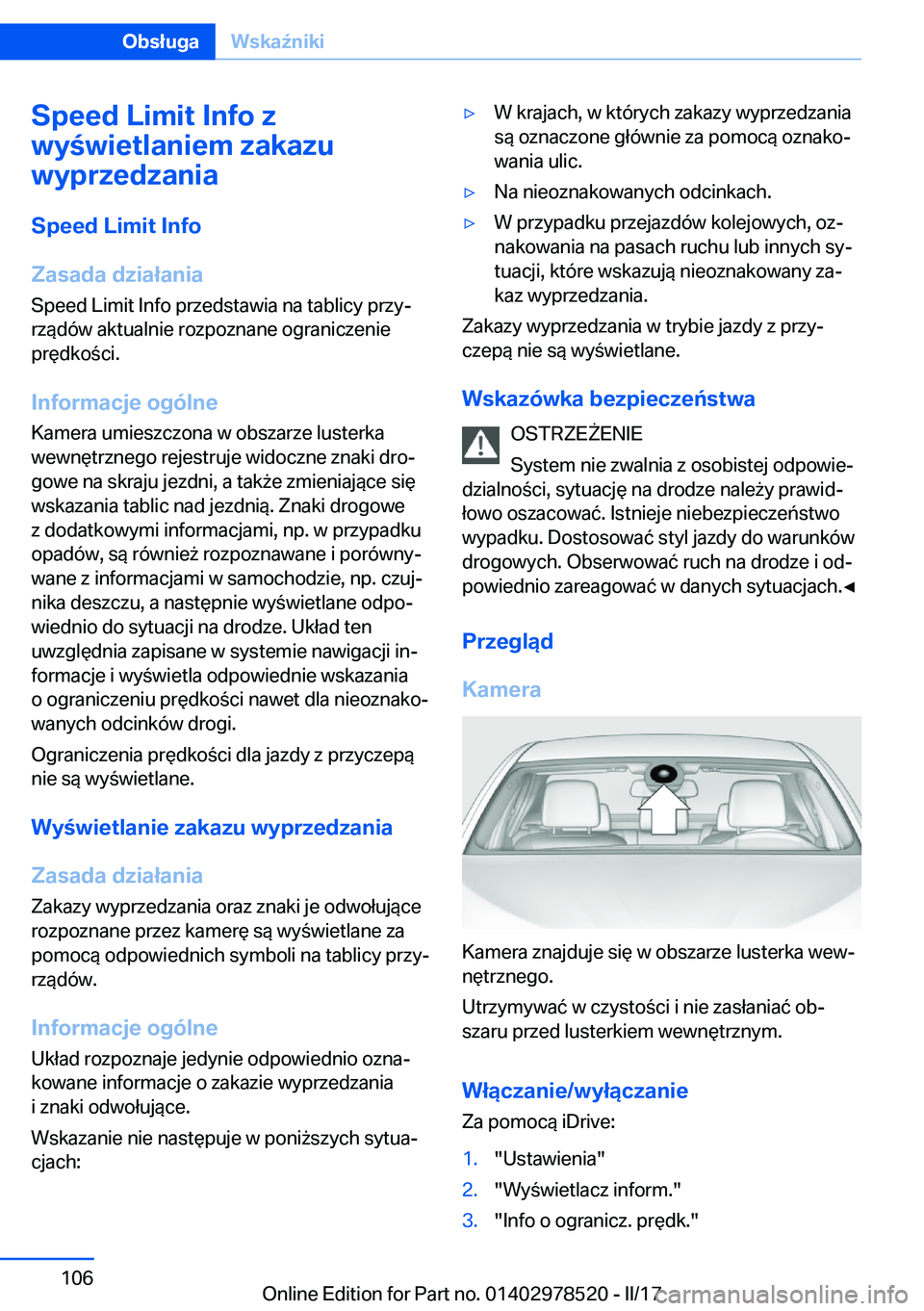 BMW X6 M 2017  Instrukcja obsługi (in Polish) �S�p�e�e�d��L�i�m�i�t��I�n�f�o��z
�w�y�w�i�e�t�l�a�n�i�e�m��z�a�k�a�z�u
�w�y�p�r�z�e�d�z�a�n�i�a
�S�p�e�e�d��L�i�m�i�t��I�n�f�o
�Z�a�s�a�d�a��d�z�i�a�ł�a�n�i�a
�S�p�e�e�d� �L�i�m�i�t� �I�n�f