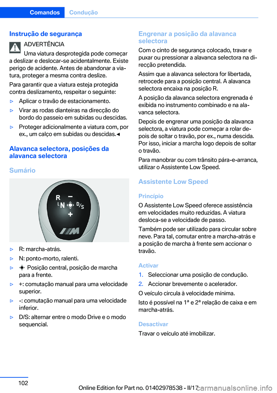 BMW X6 M 2017  Manual do condutor (in Portuguese) �I�n�s�t�r�u�