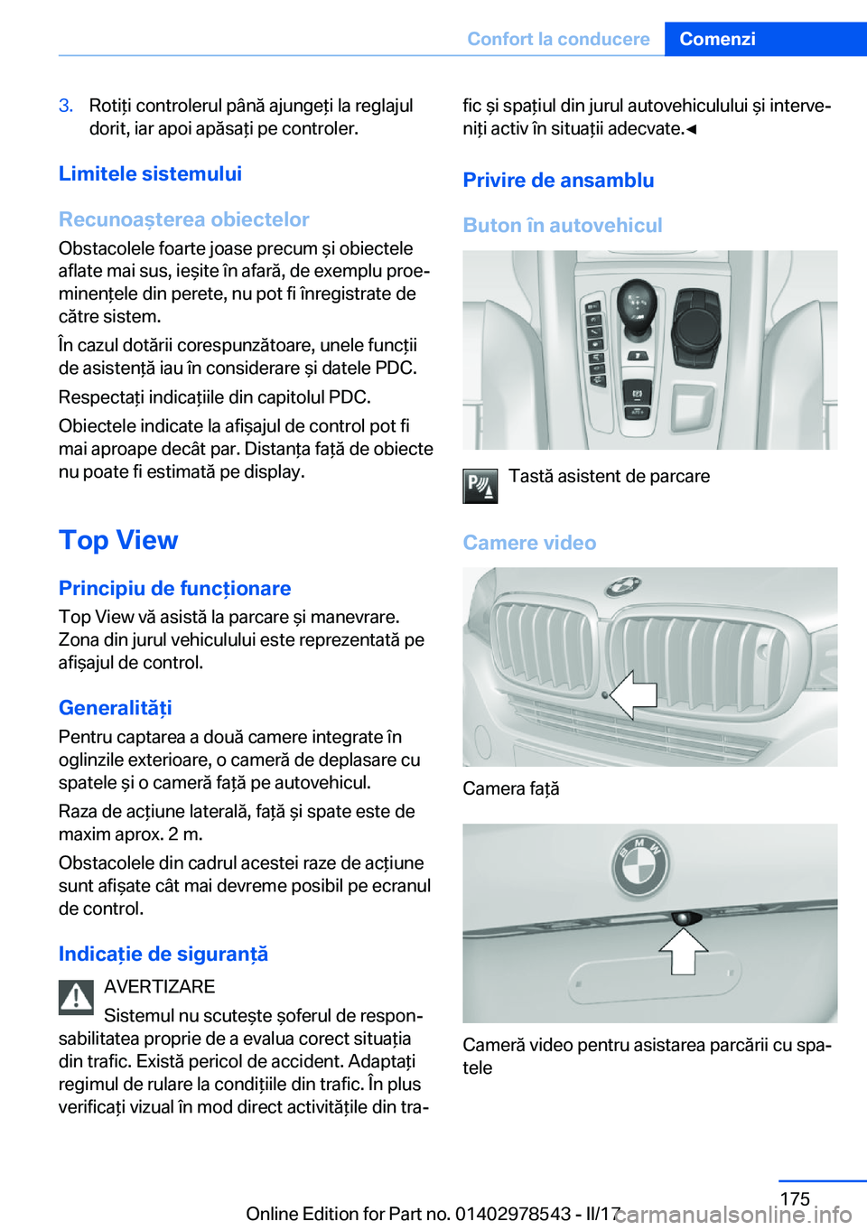 BMW X6 M 2017  Ghiduri De Utilizare (in Romanian) �3�.�R�o�t�i *�i� �c�o�n�t�r�o�l�e�r�u�l� �p�â�n�